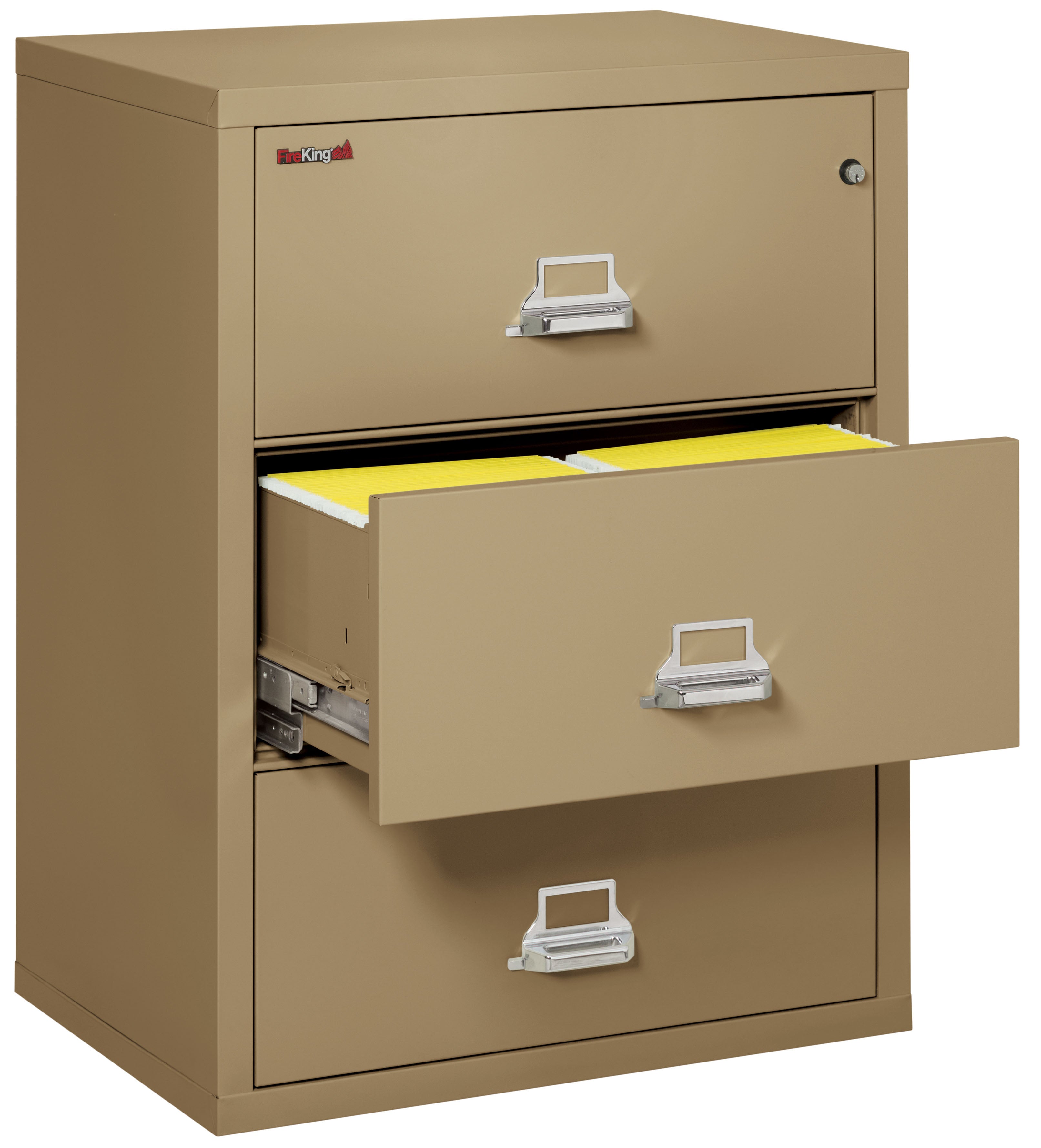 Fire Resistant File Cabinet - 3 Drawer Lateral 31" wide (Sand)