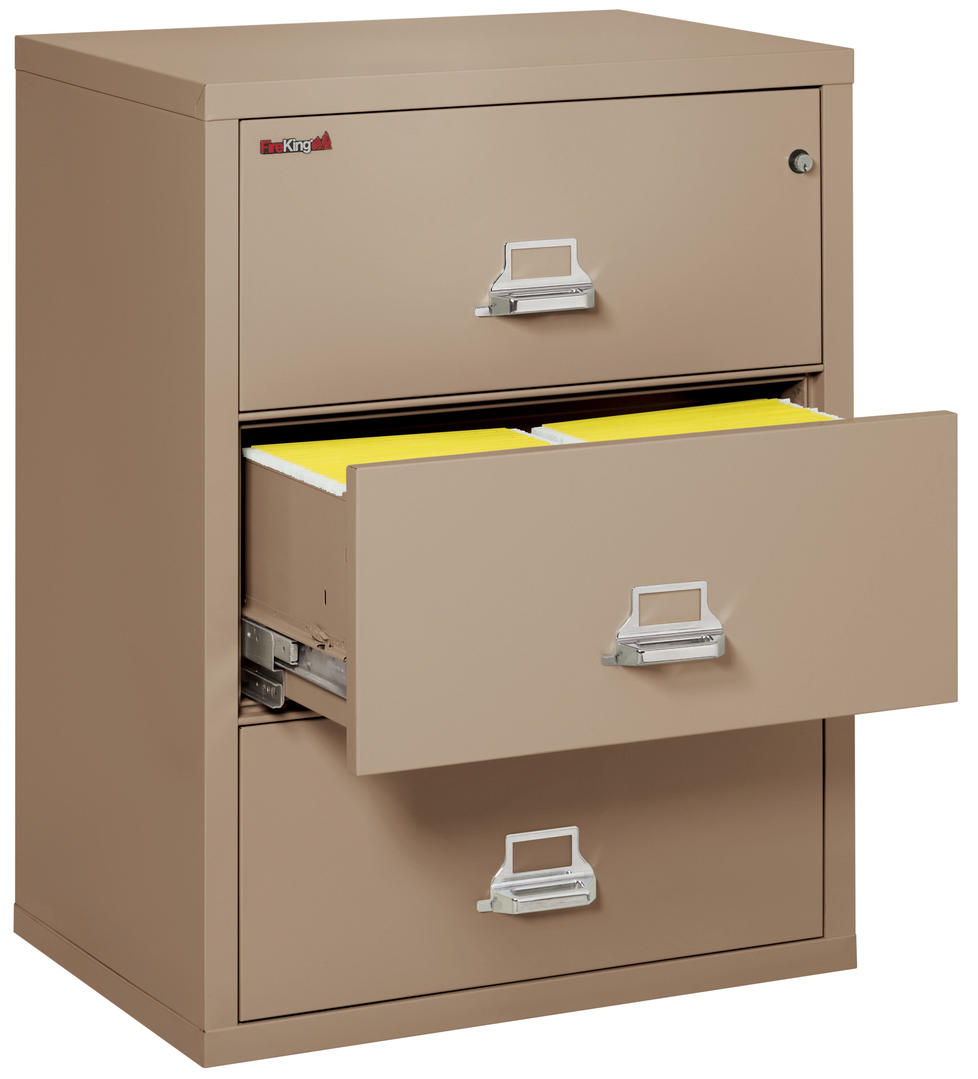 Fire Resistant File Cabinet - 3 Drawer Lateral 31" wide (Taupe)