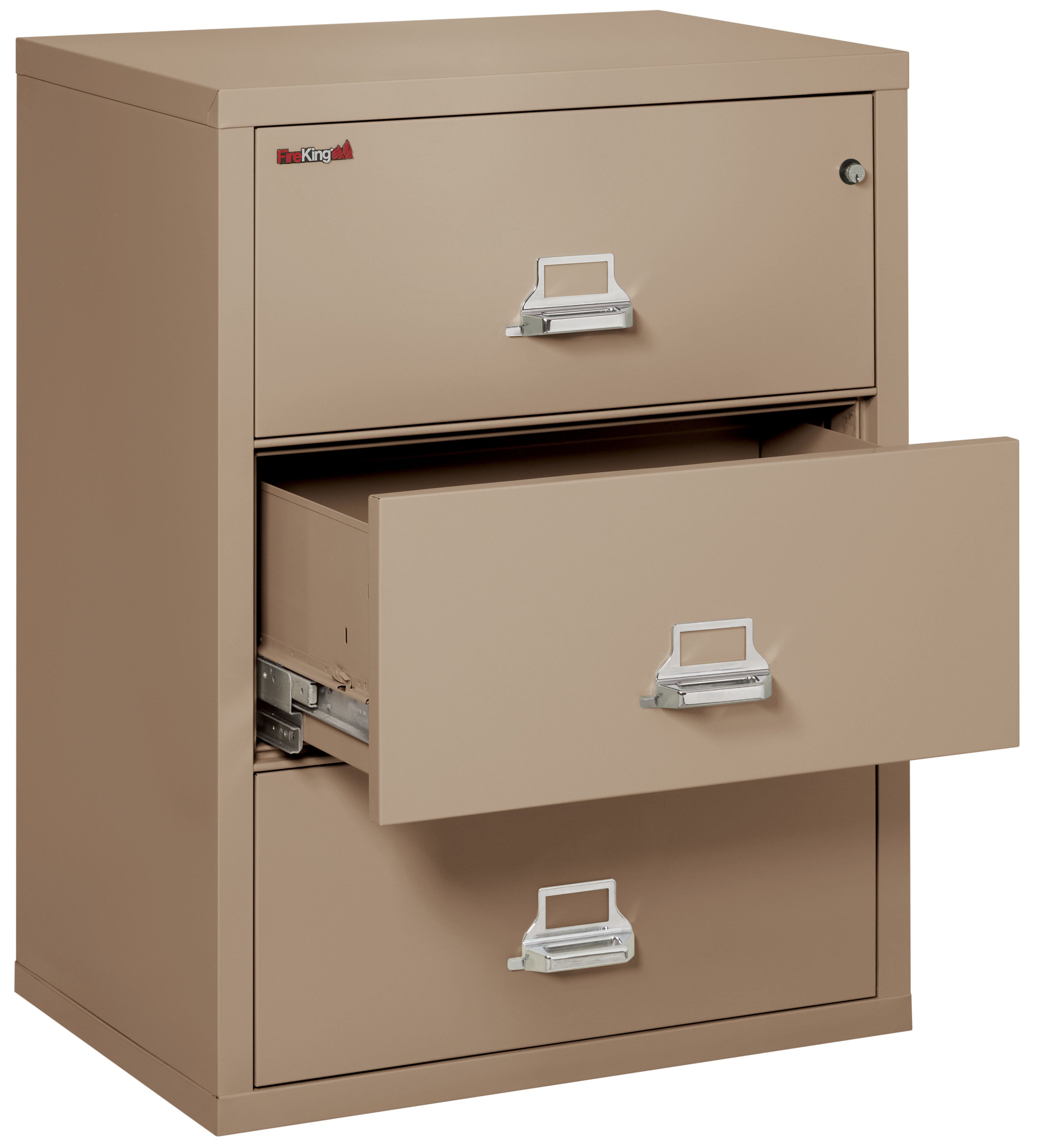 Fire Resistant File Cabinet - 3 Drawer Lateral 31" wide (Taupe)