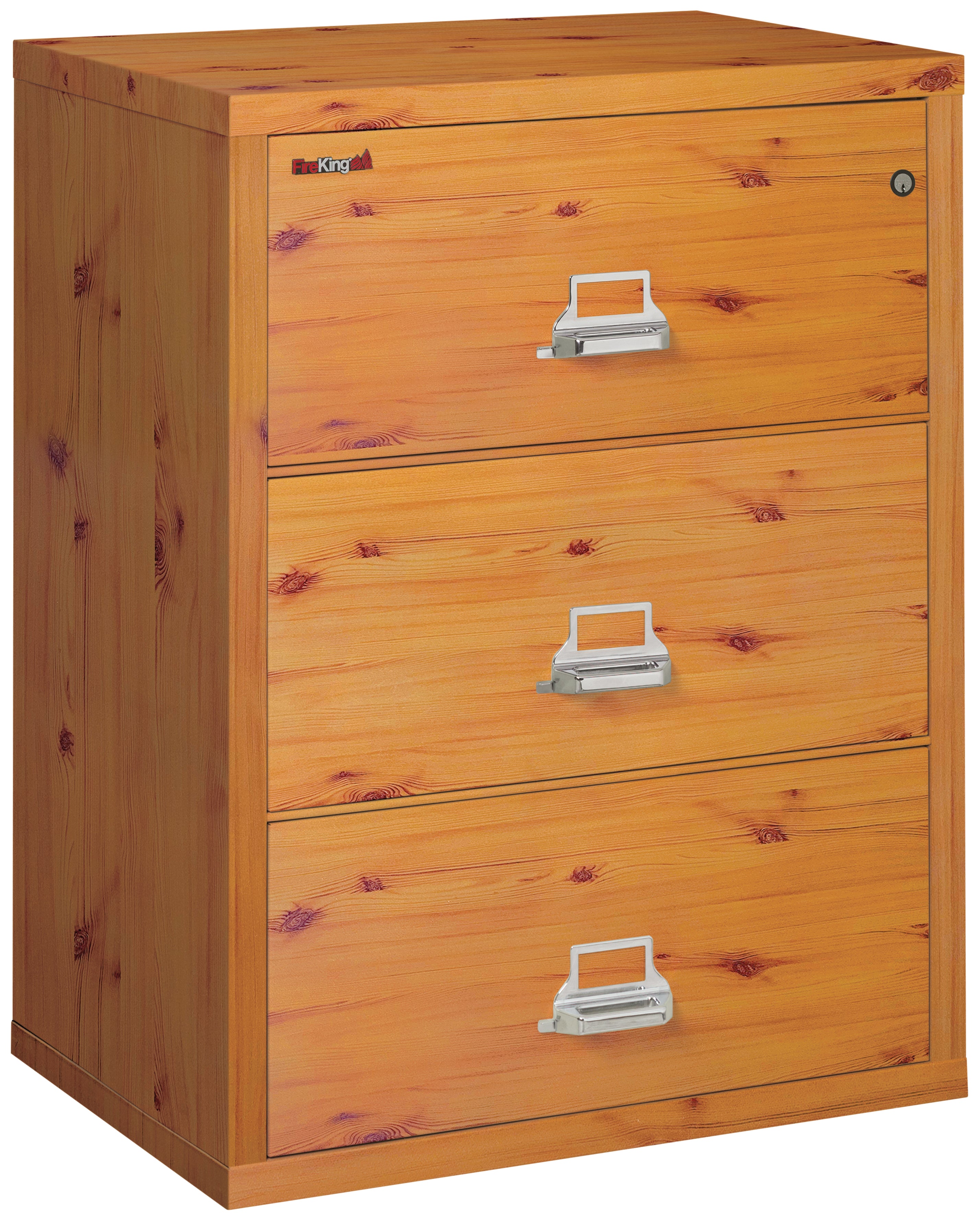 Fire Resistant File Cabinet - 3 Drawer Lateral 31" wide (Knotty Pine)