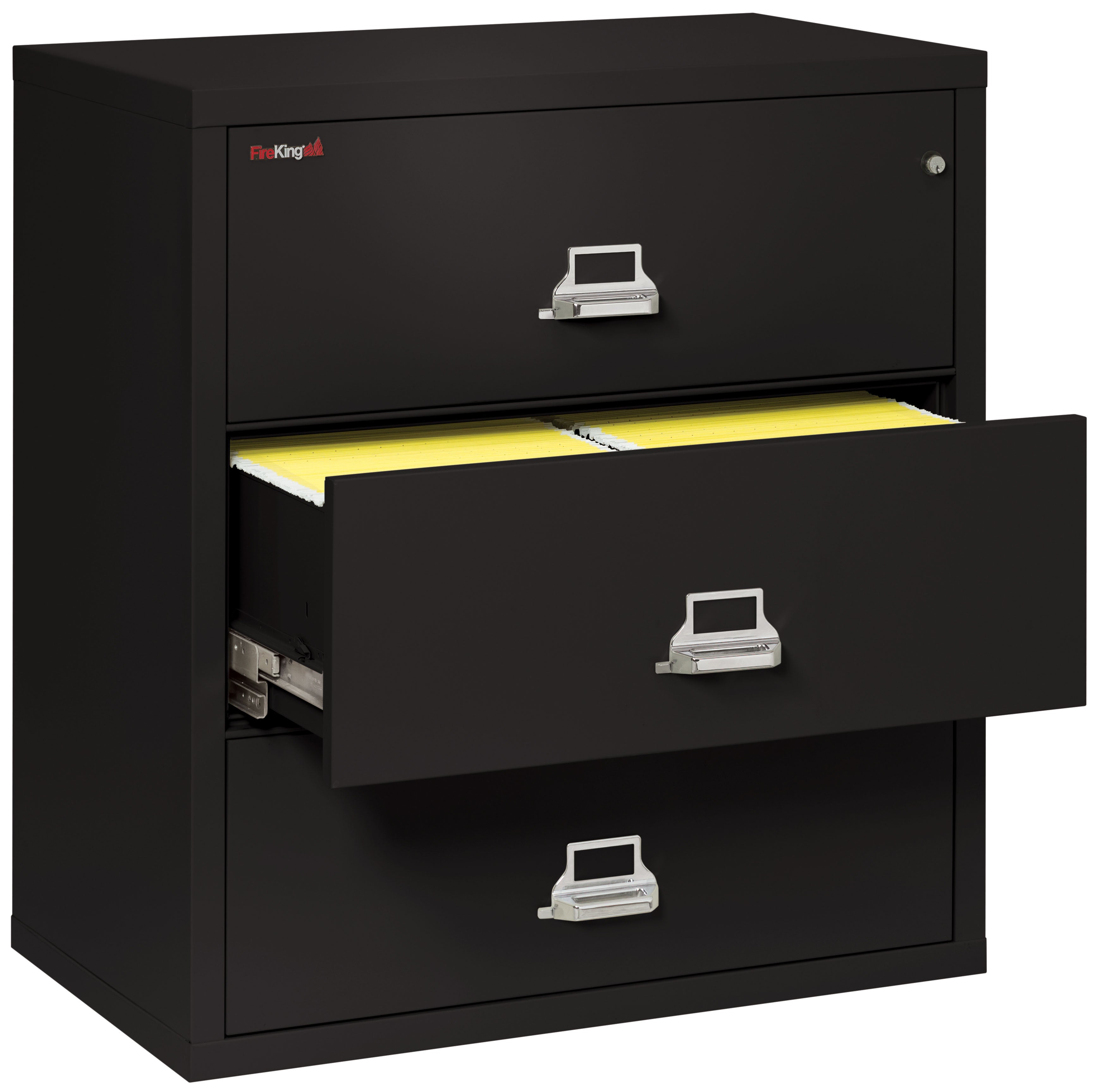 Fire Resistant File Cabinet - 3 Drawer Lateral 38" wide (Black)