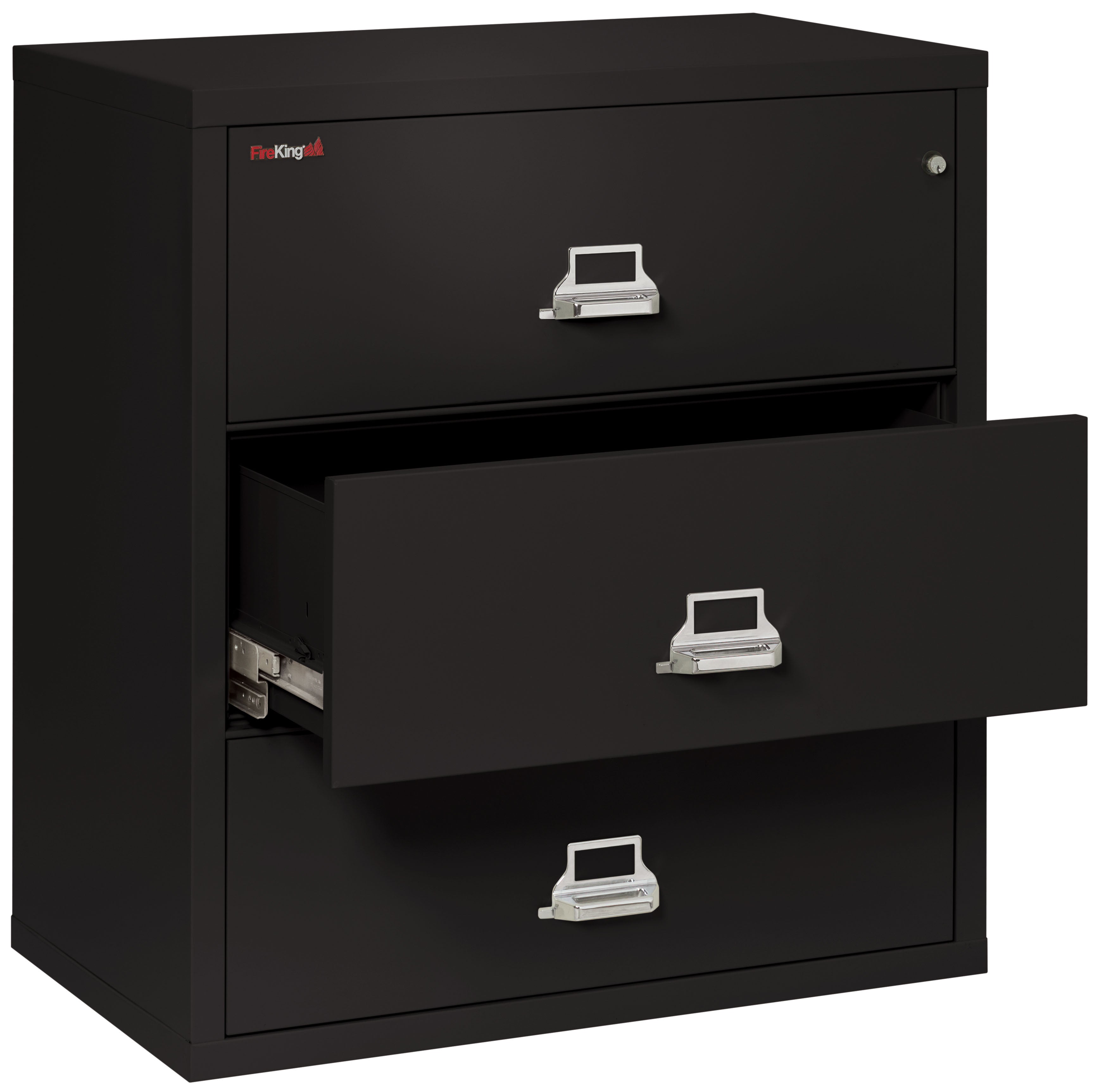 Fire Resistant File Cabinet - 3 Drawer Lateral 38" wide (Black)