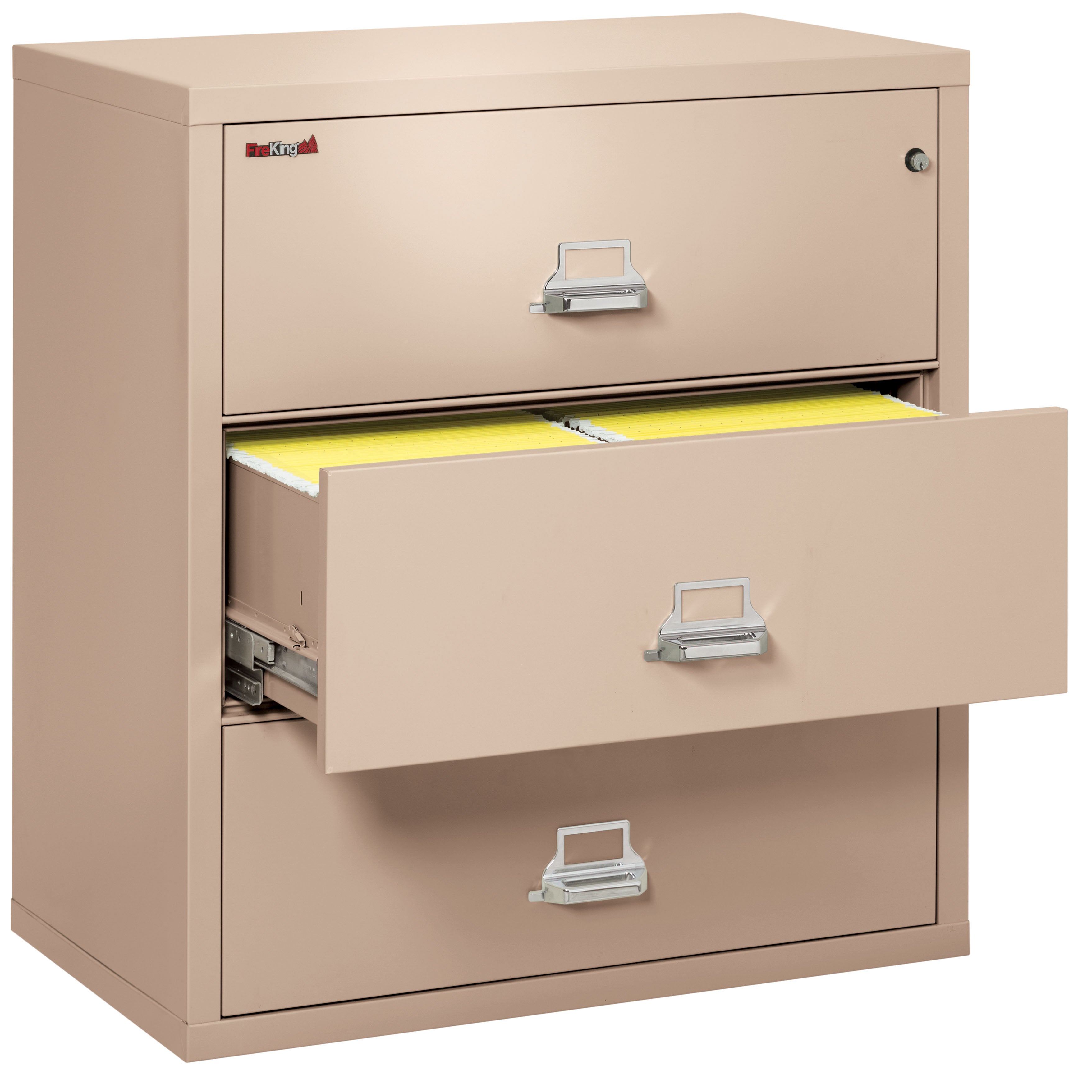 Fire Resistant File Cabinet - 3 Drawer Lateral 38" wide (Champagne)