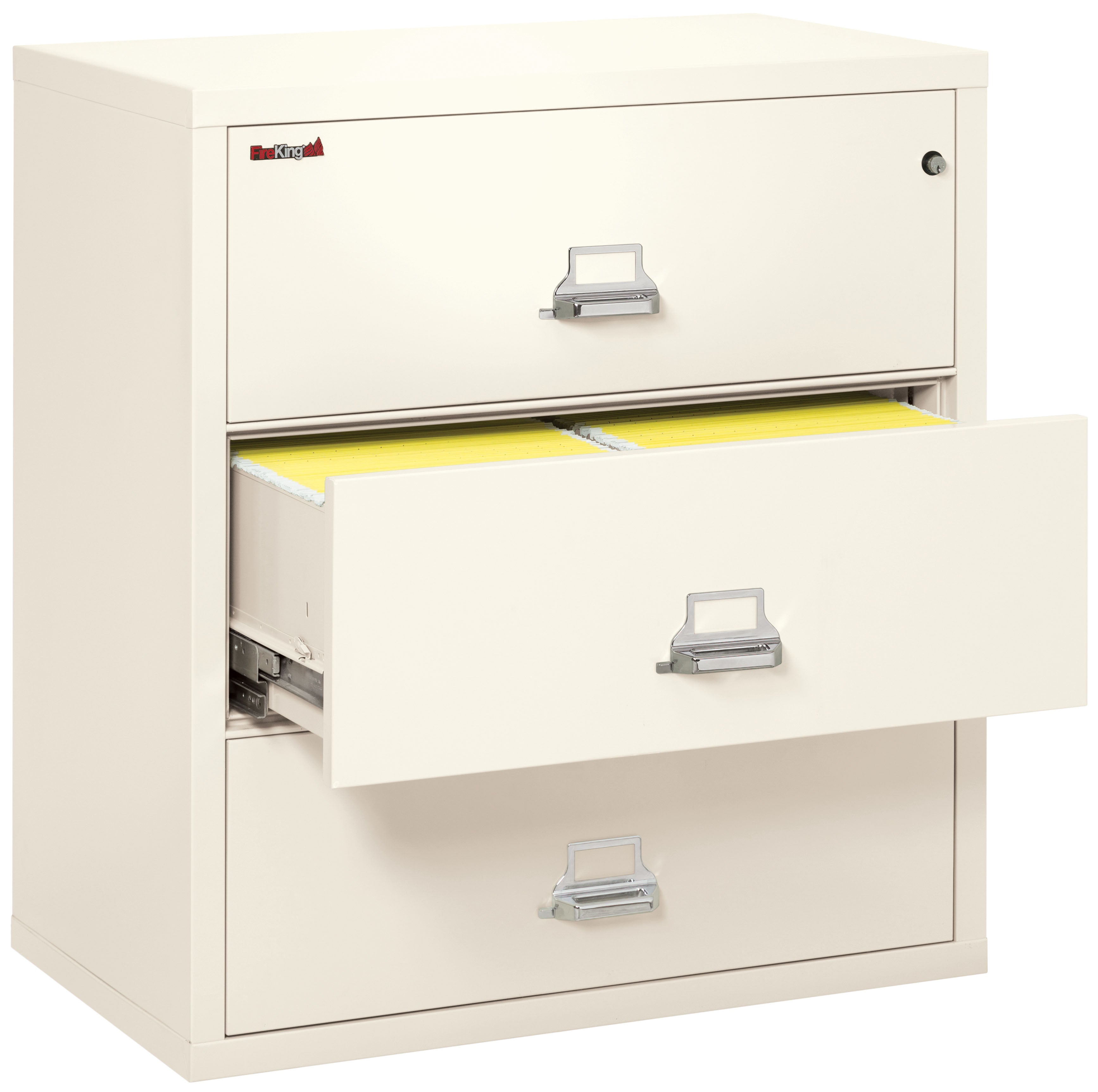 Fire Resistant File Cabinet - 3 Drawer Lateral 38" wide (Ivory White)