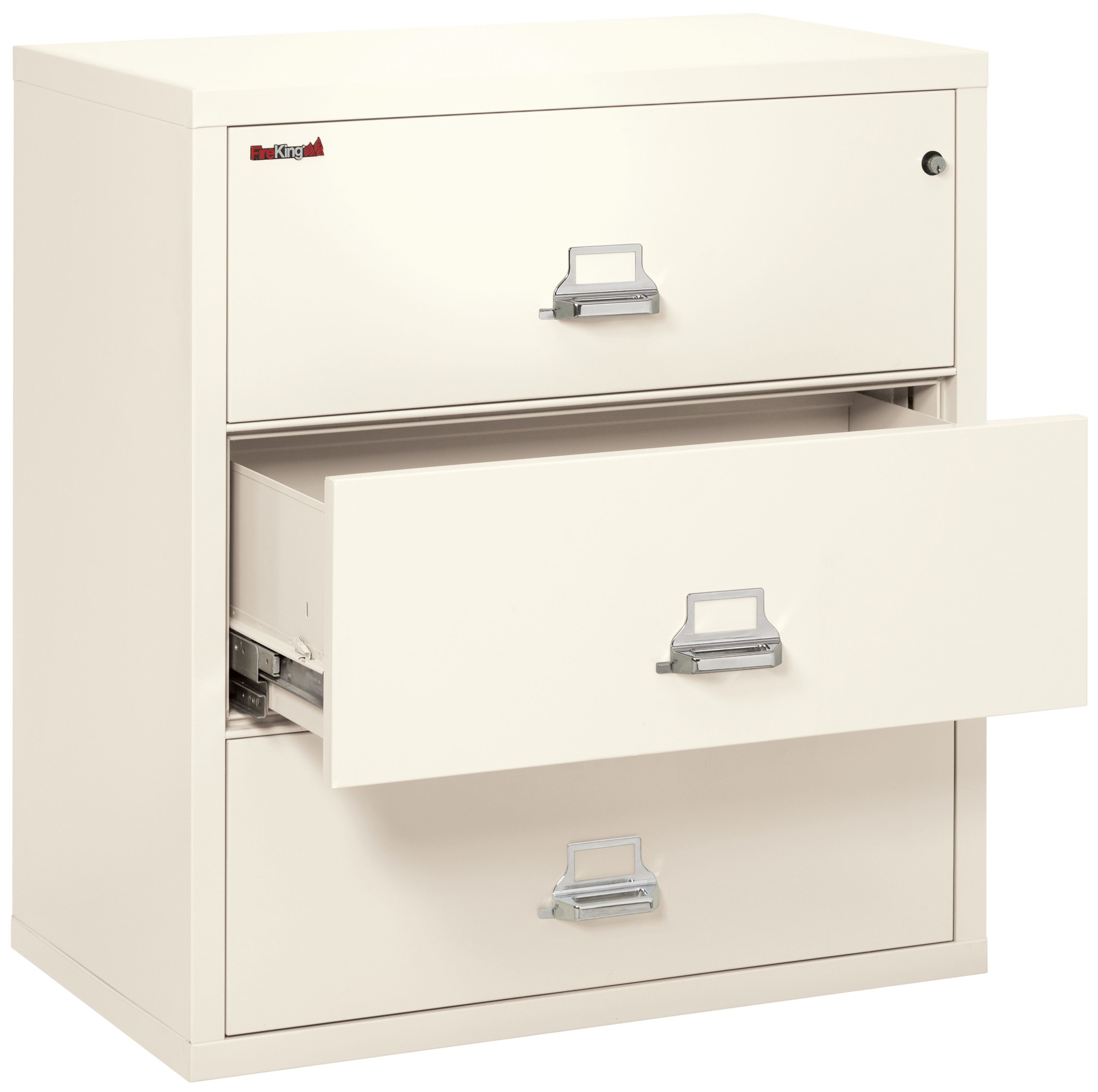 Fire Resistant File Cabinet - 3 Drawer Lateral 38" wide (Ivory White)
