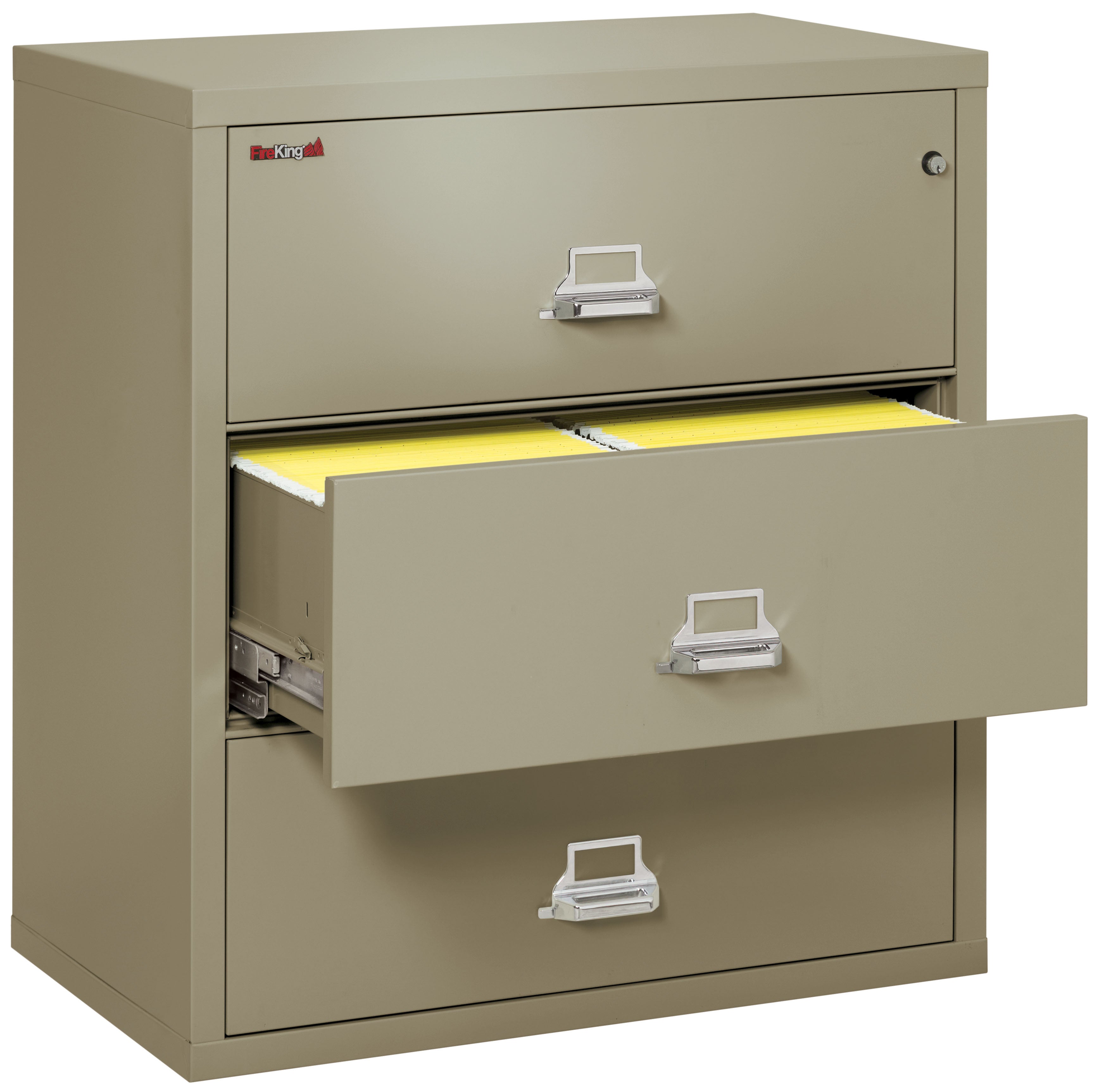 Fire Resistant File Cabinet - 3 Drawer Lateral 38" wide (Pewter)