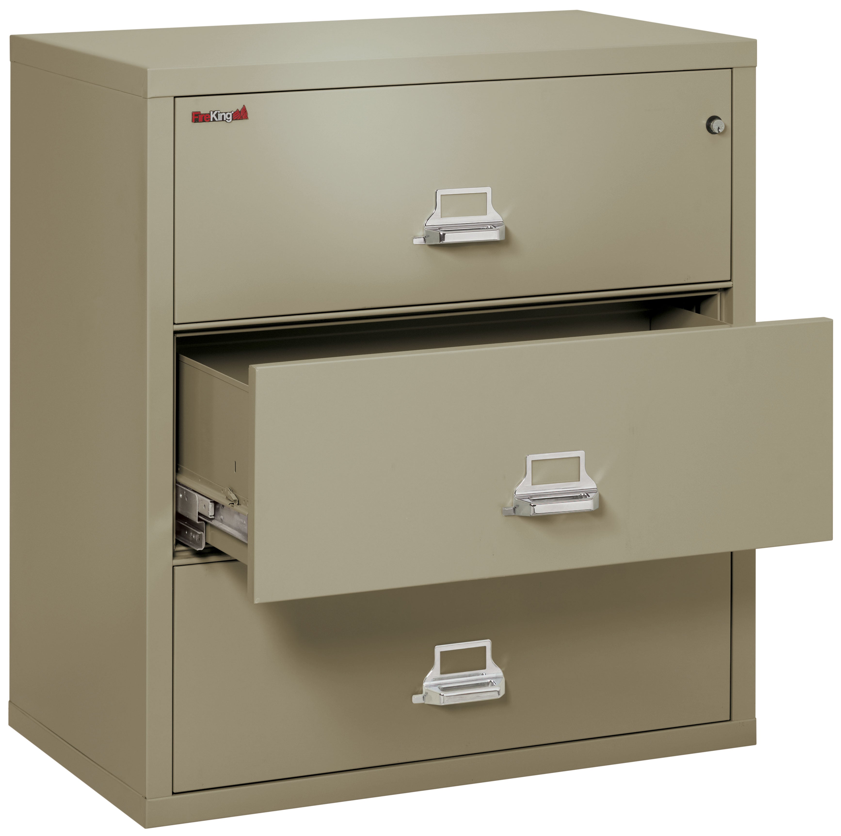 Fire Resistant File Cabinet - 3 Drawer Lateral 38" wide (Pewter)