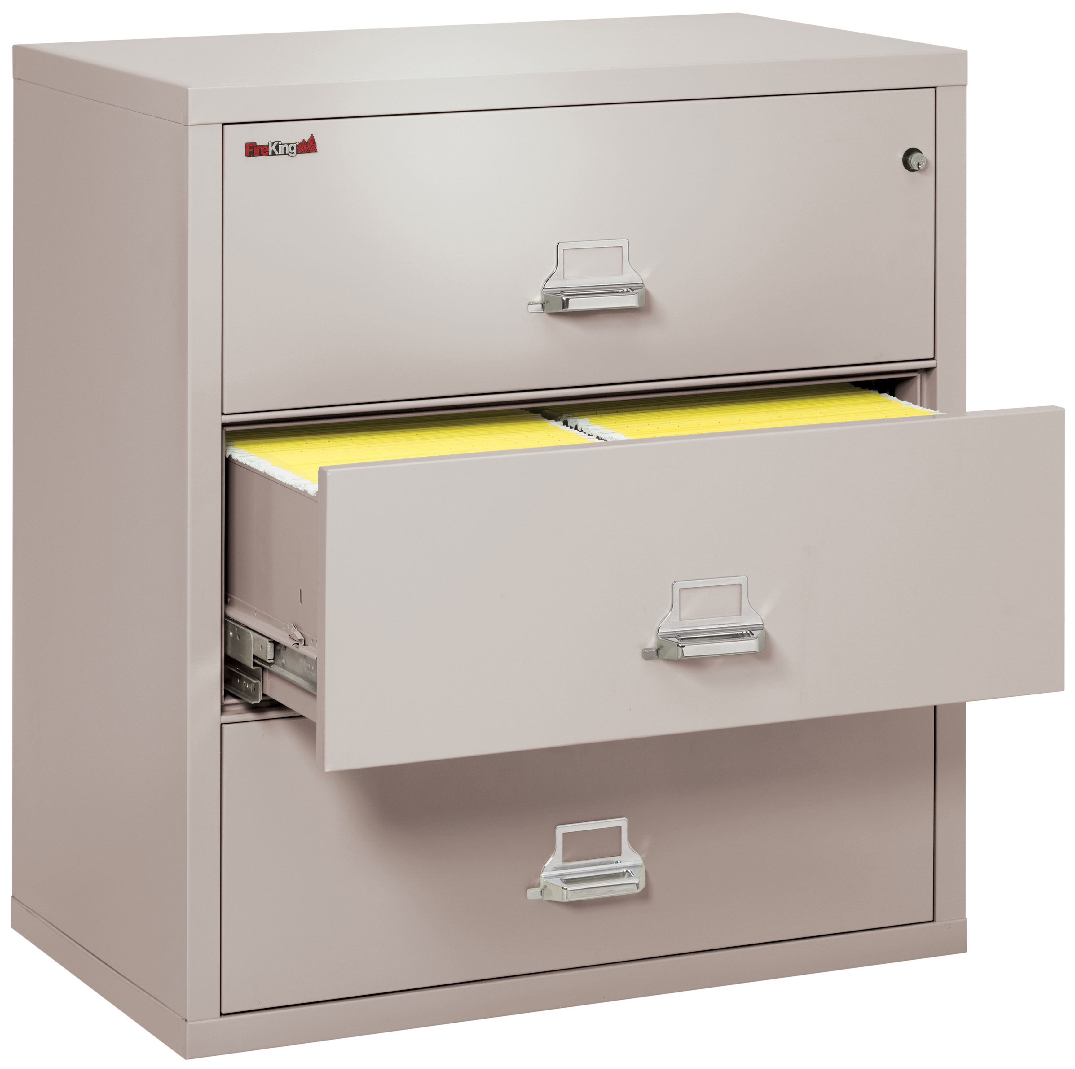 Fire Resistant File Cabinet - 3 Drawer Lateral 38" wide (Platinum)