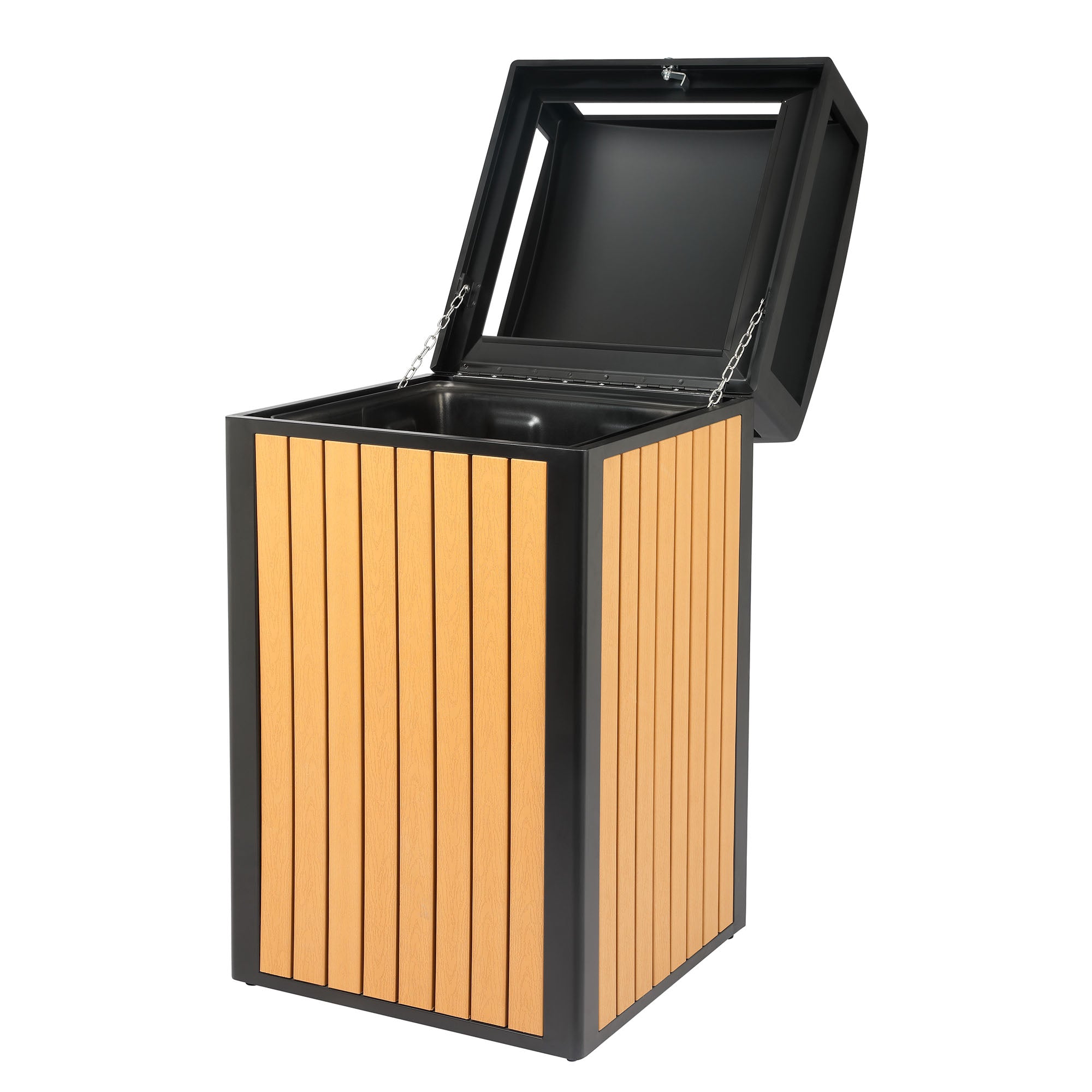 40-Gallon Outdoor Trash Container with Slatted Recycled Plastic Panels - Cedar