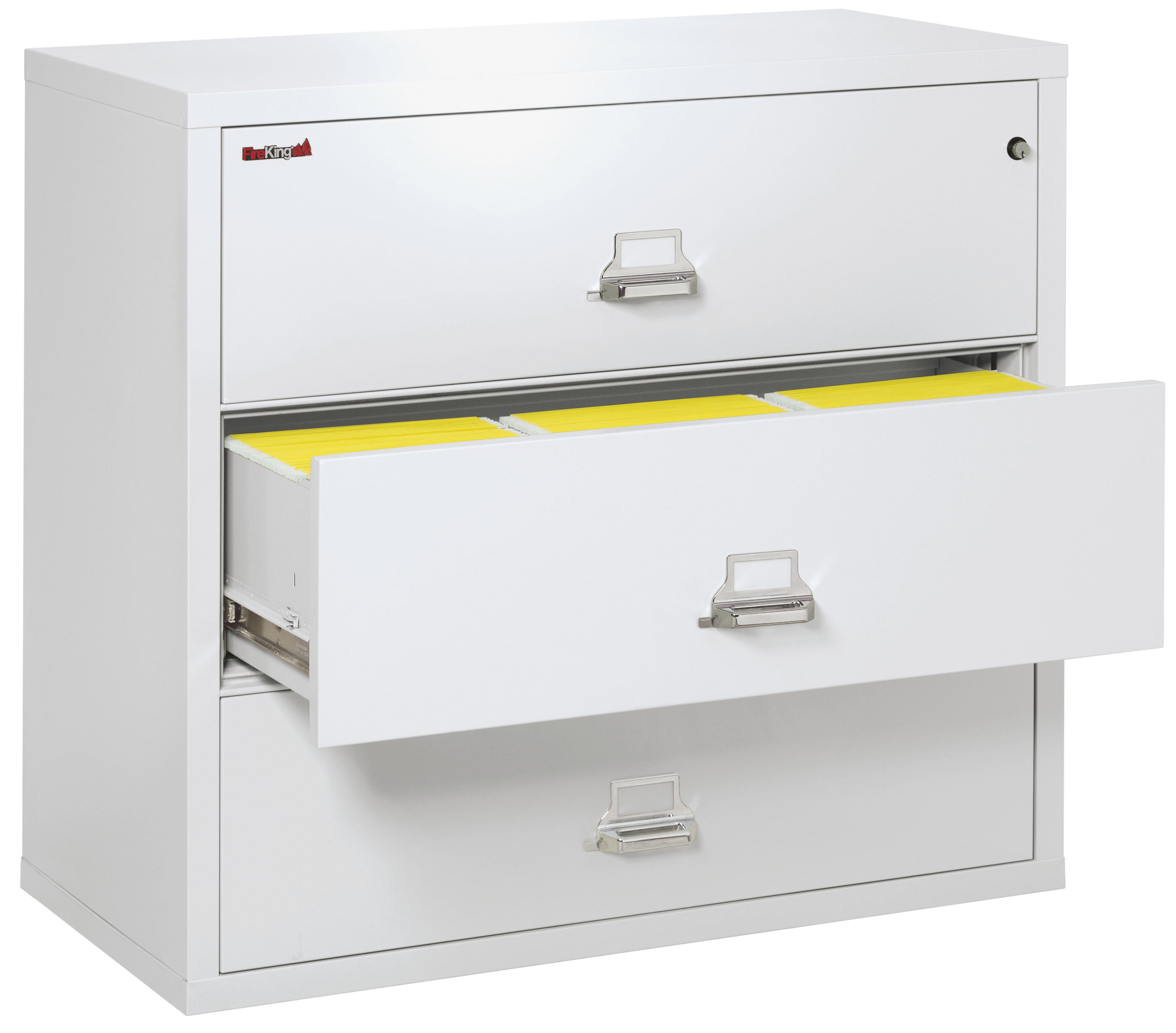 Fire Resistant File Cabinet - 3 Drawer Lateral 44" wide (Arctic White)