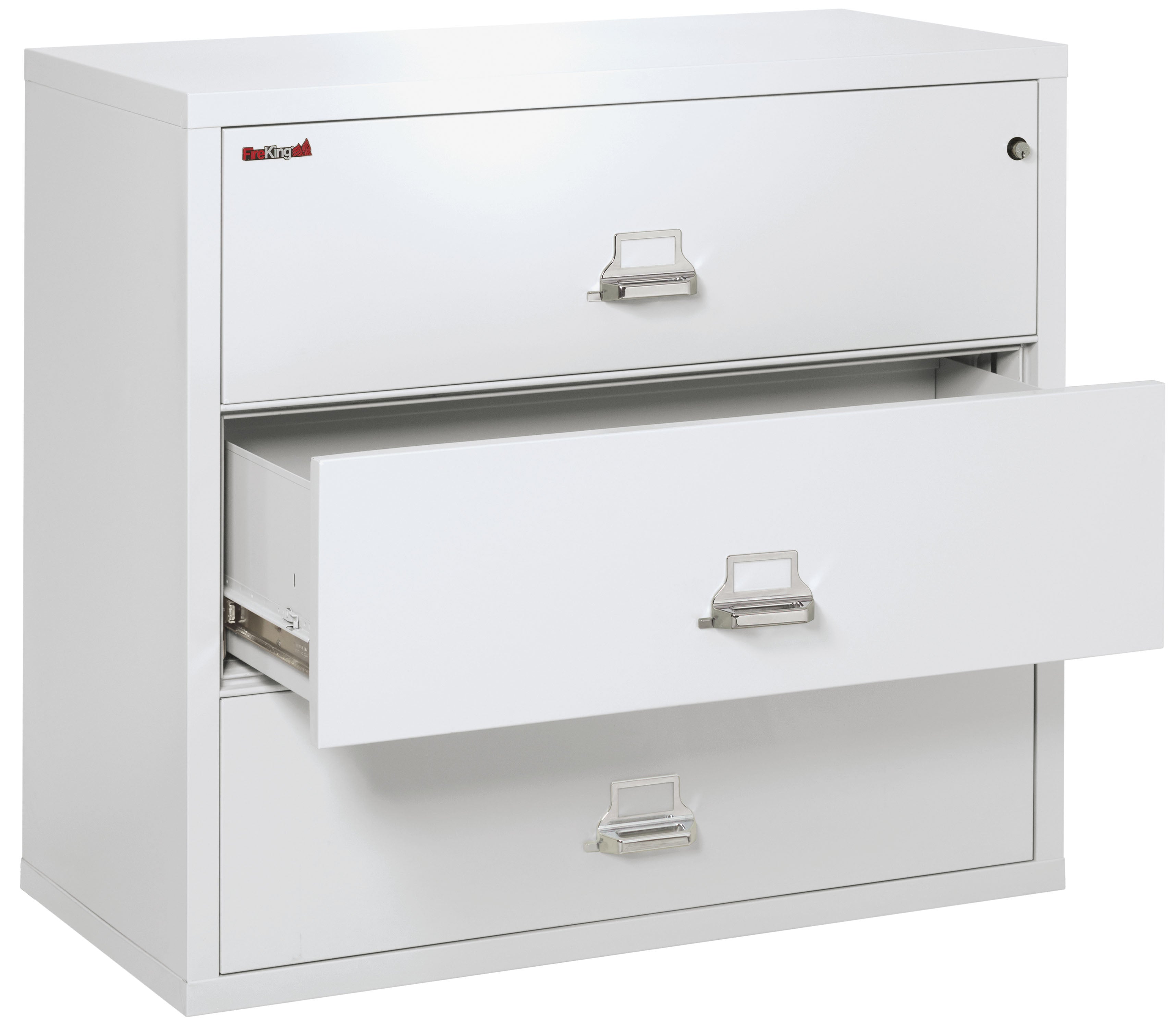 Fire Resistant File Cabinet - 3 Drawer Lateral 44" wide (Arctic White)