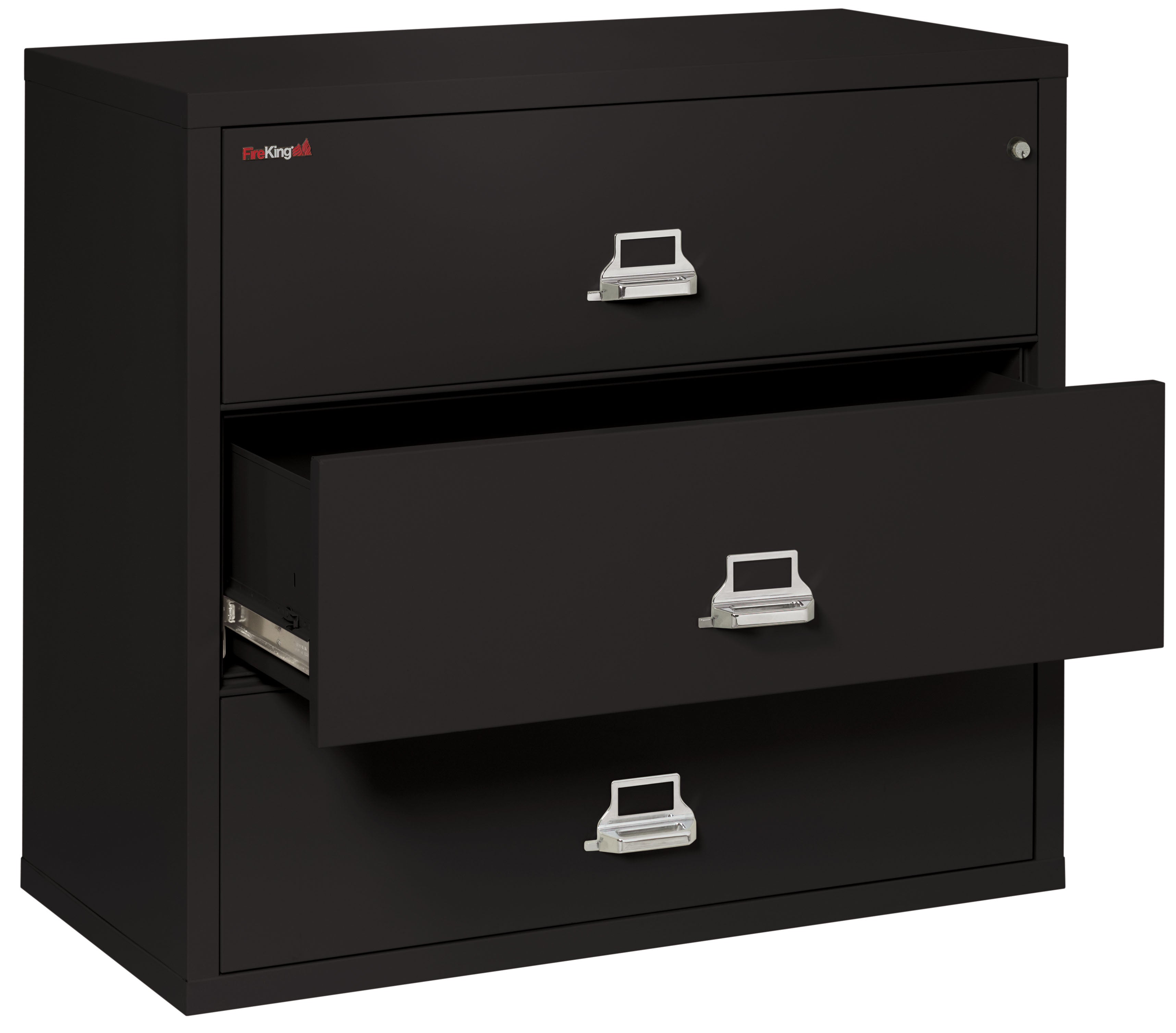 Fire Resistant File Cabinet - 3 Drawer Lateral 44" wide (Black)