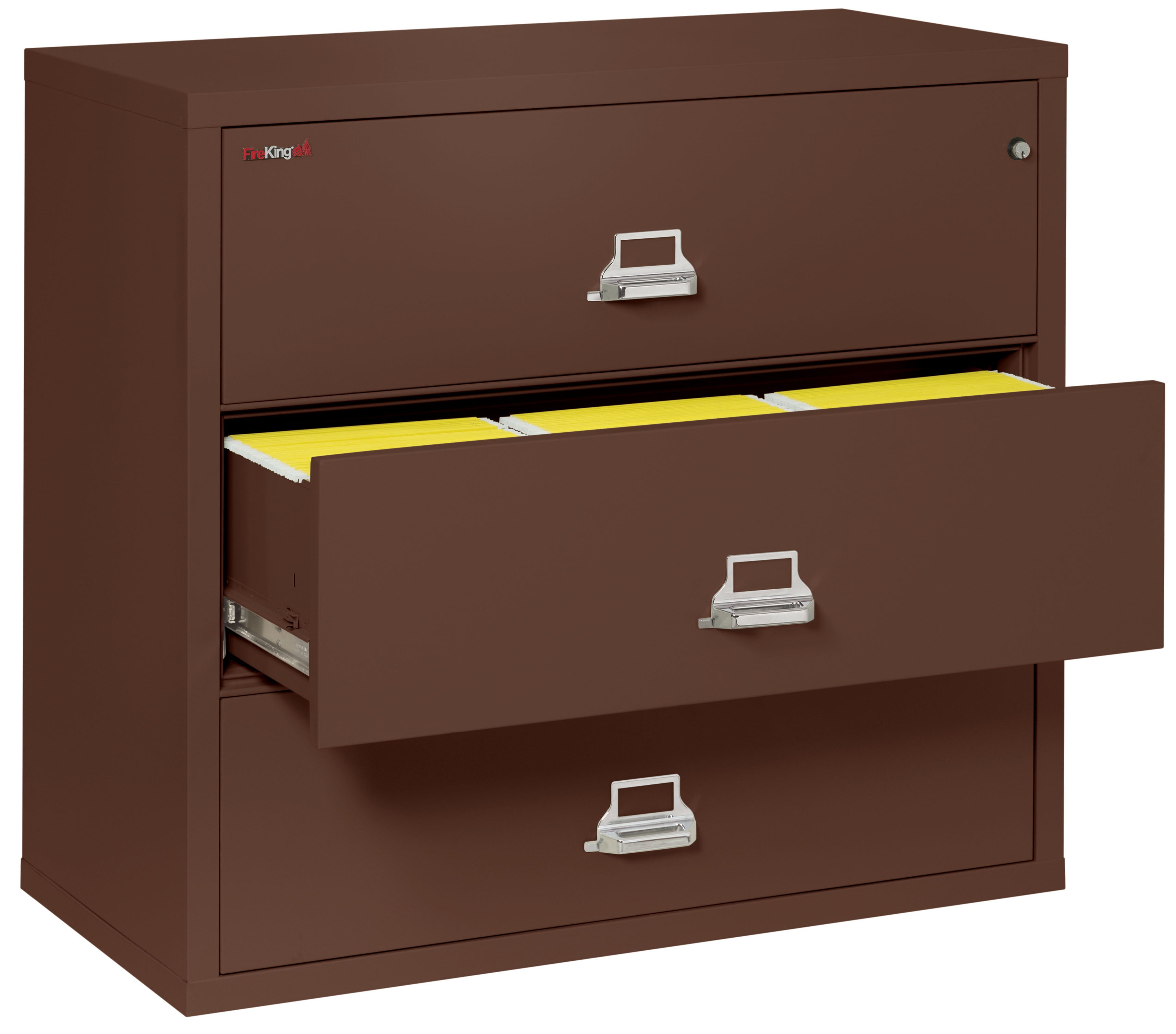 Fire Resistant File Cabinet - 3 Drawer Lateral 44" wide (Brown)