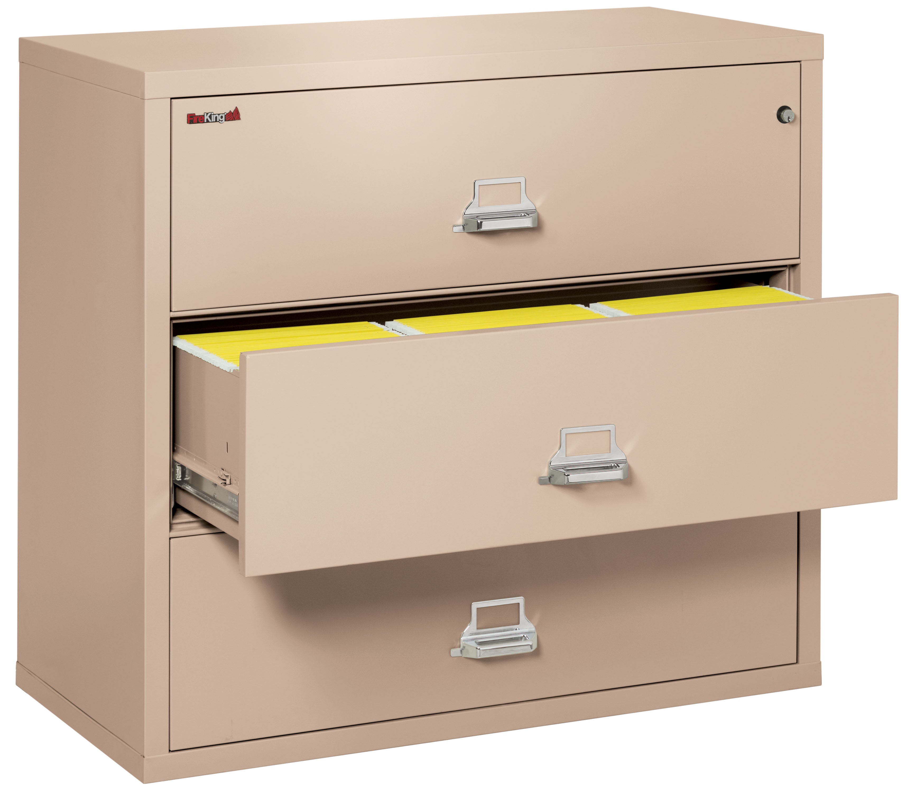 Fire Resistant File Cabinet - 3 Drawer Lateral 44" wide (Champagne)