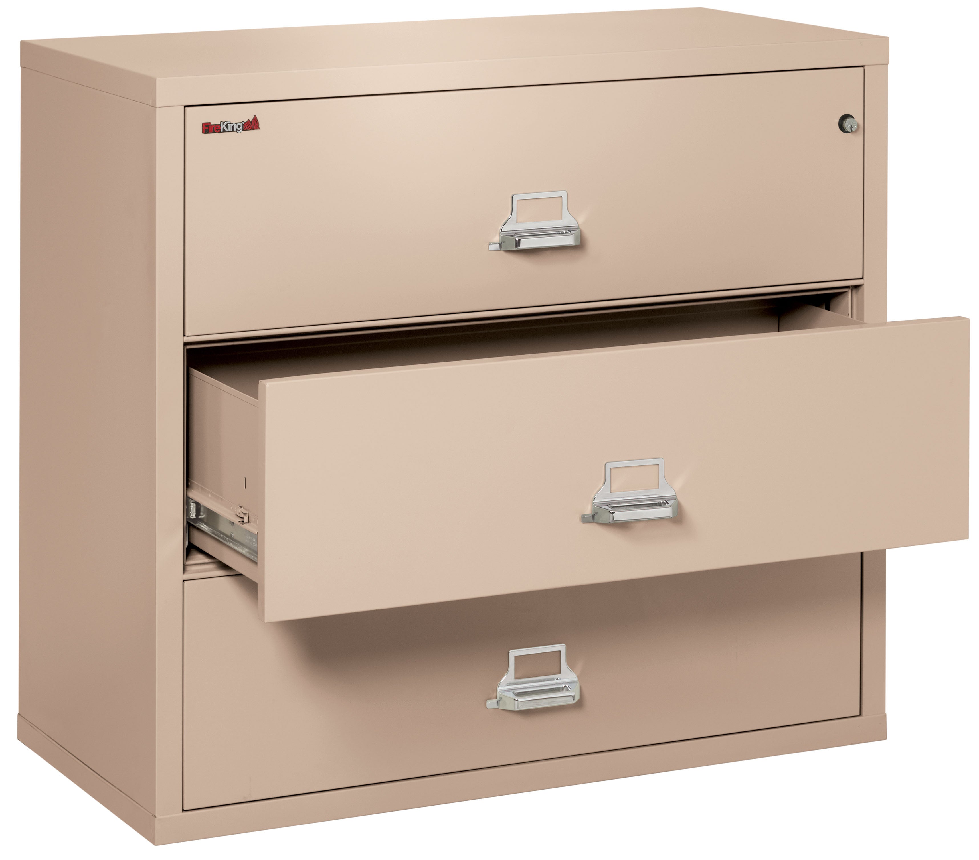 Fire Resistant File Cabinet - 3 Drawer Lateral 44" wide (Champagne)