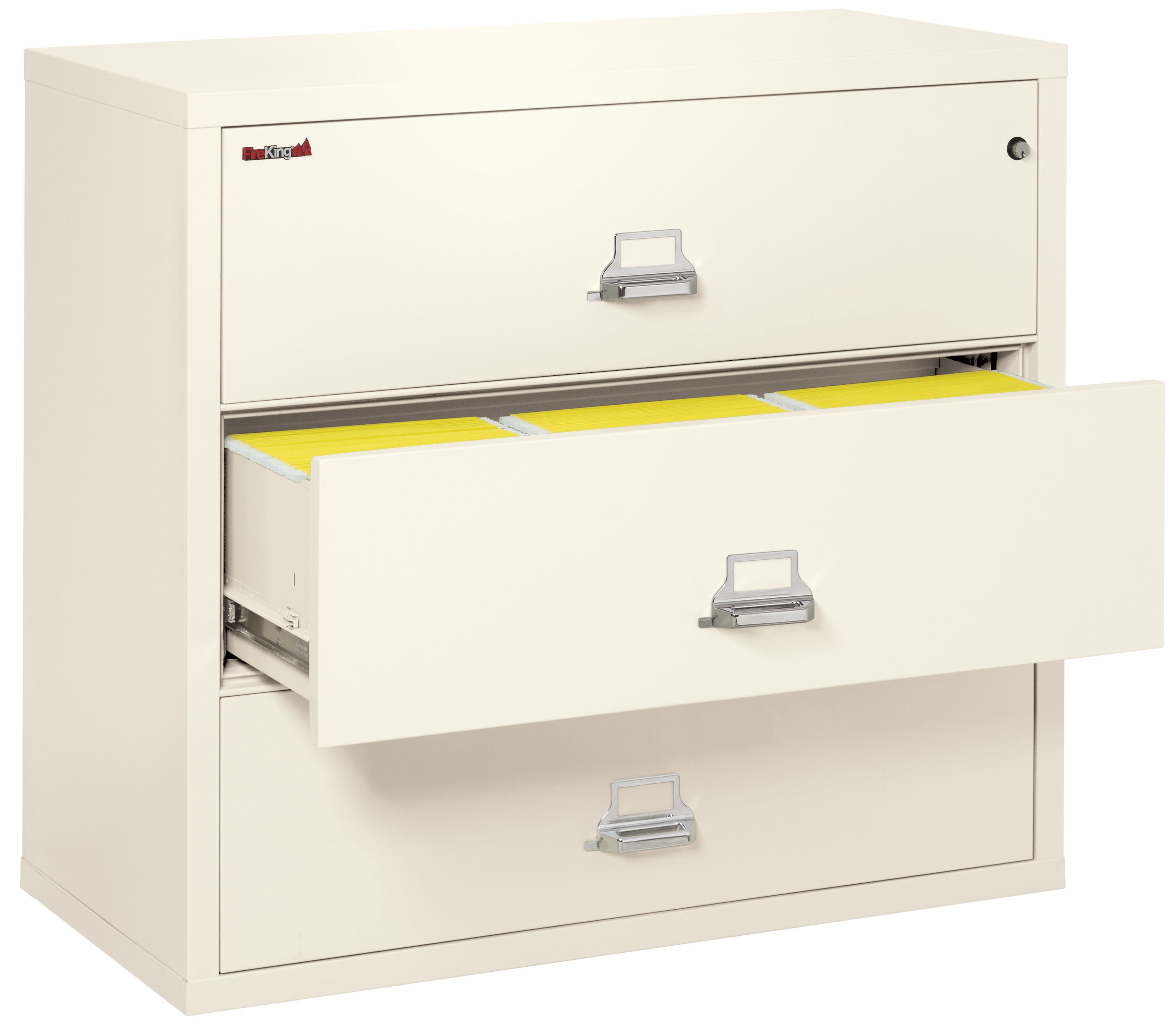 Fire Resistant File Cabinet - 3 Drawer Lateral 44" wide (Ivory White)