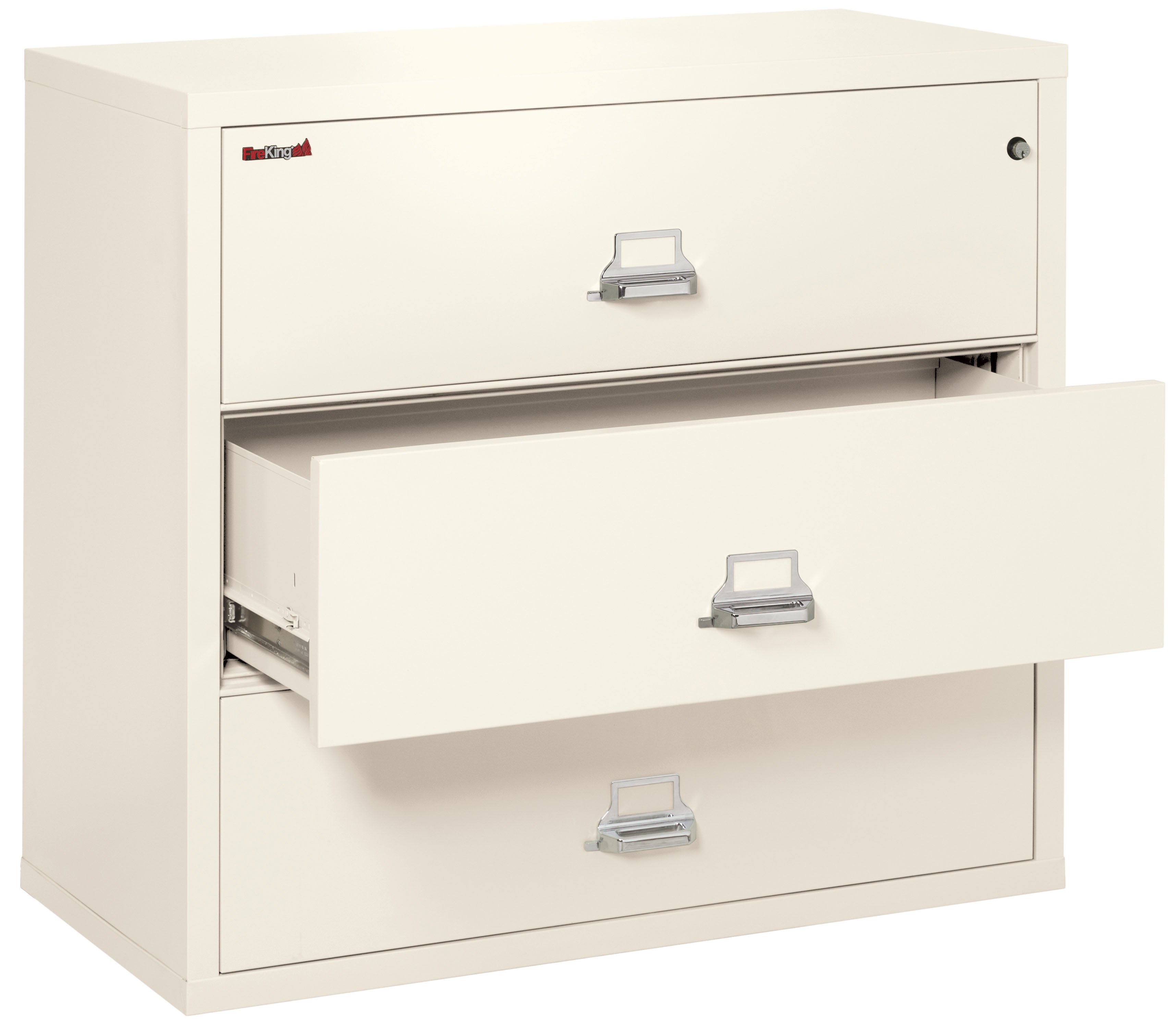 Fire Resistant File Cabinet - 3 Drawer Lateral 44" wide (Ivory White)