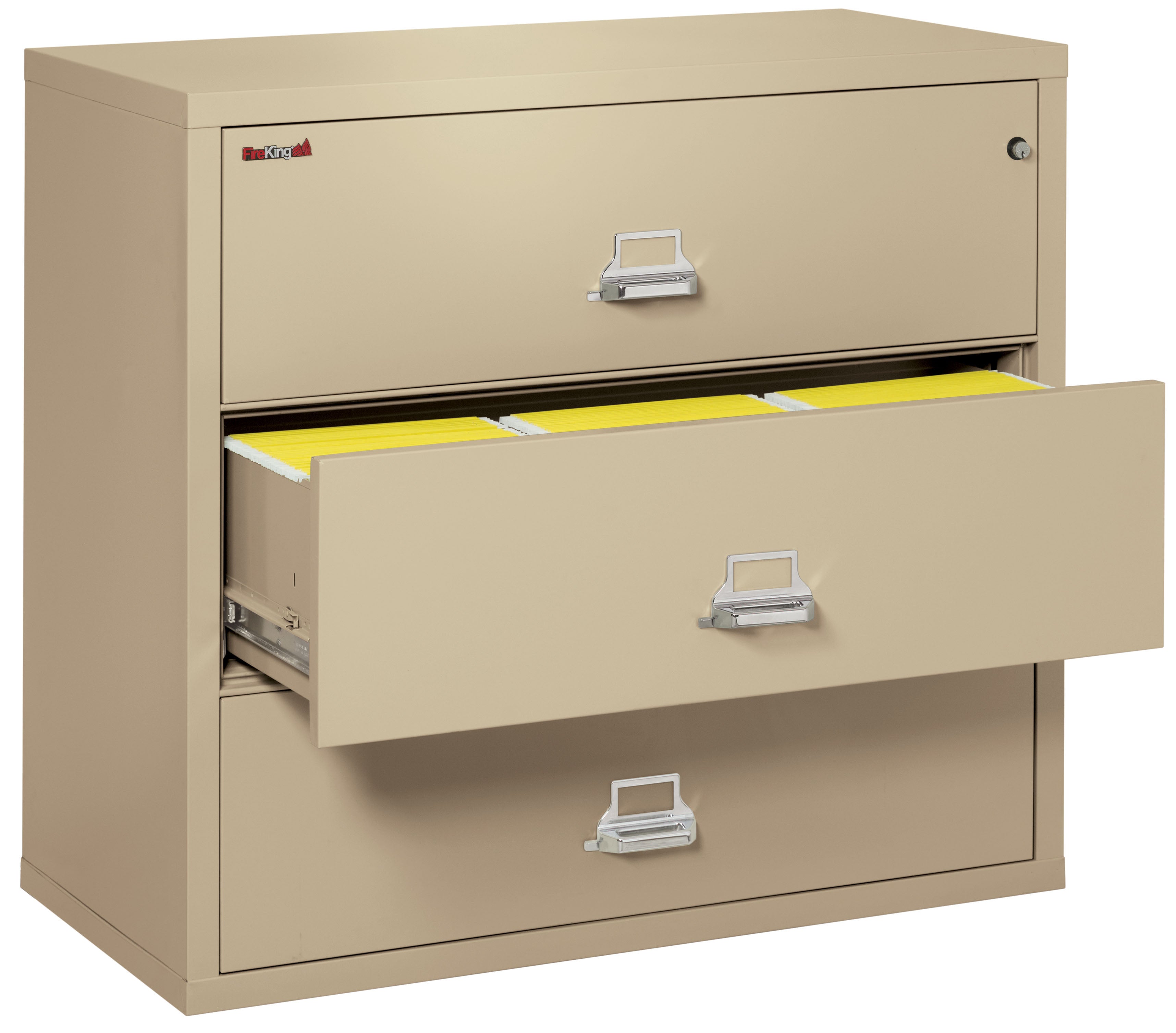Fire Resistant File Cabinet - 3 Drawer Lateral 44" wide (Parchment)