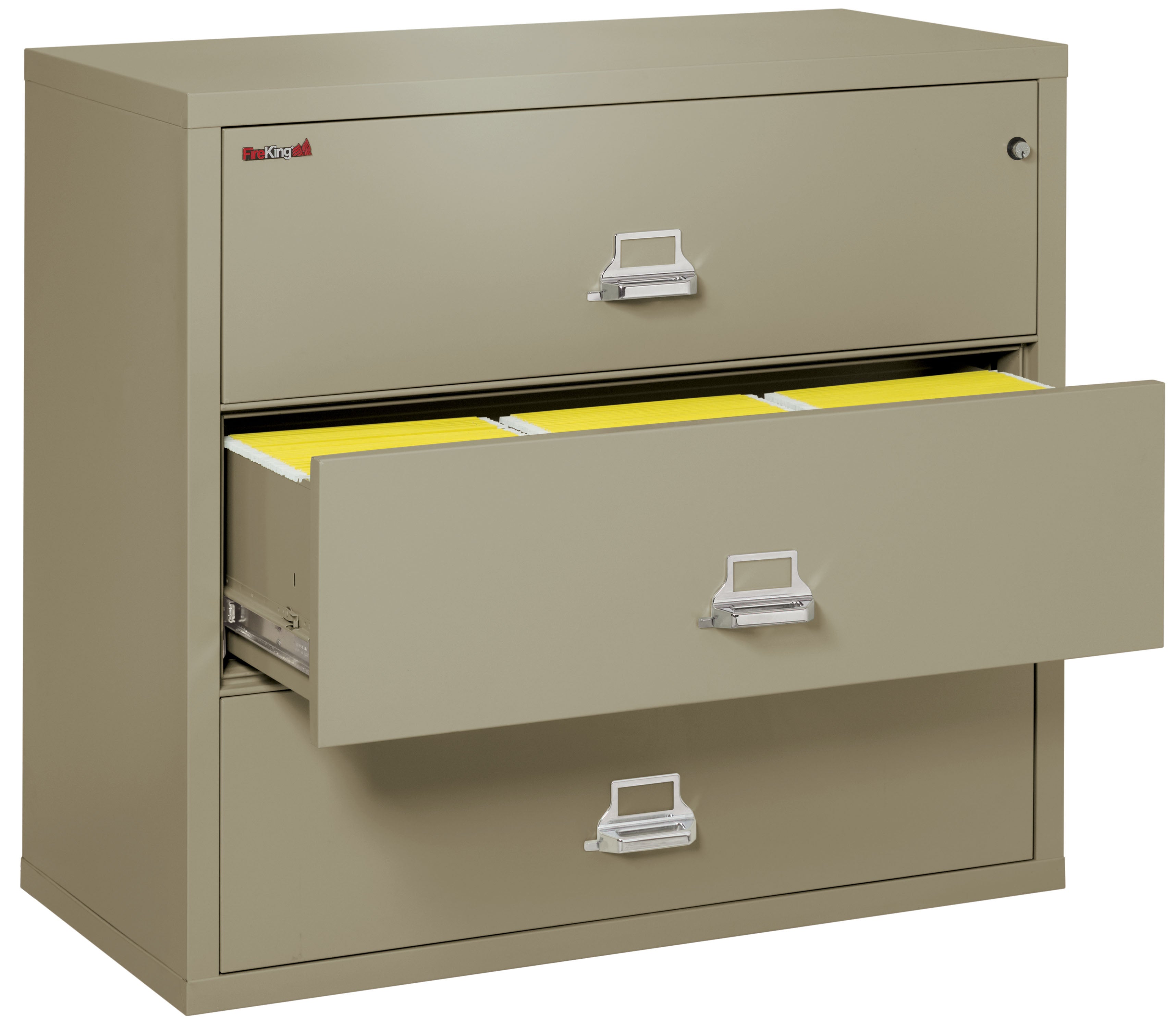 Fire Resistant File Cabinet - 3 Drawer Lateral 44" wide (Pewter)
