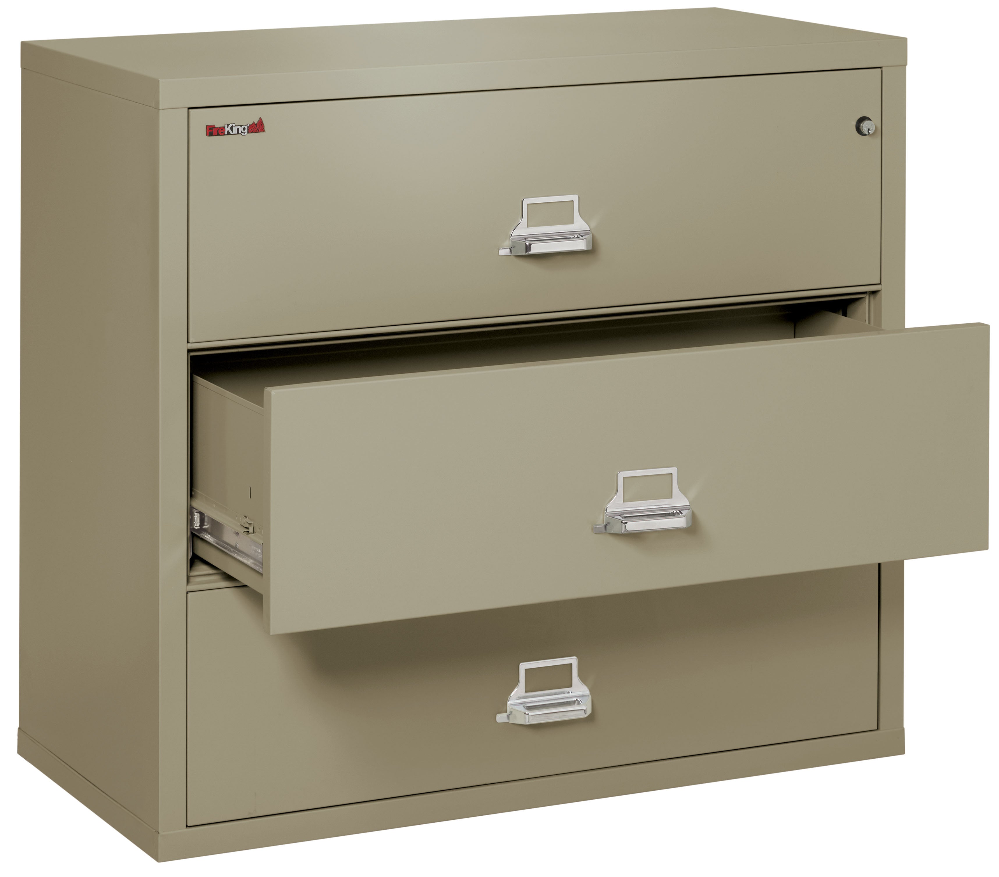Fire Resistant File Cabinet - 3 Drawer Lateral 44" wide (Pewter)