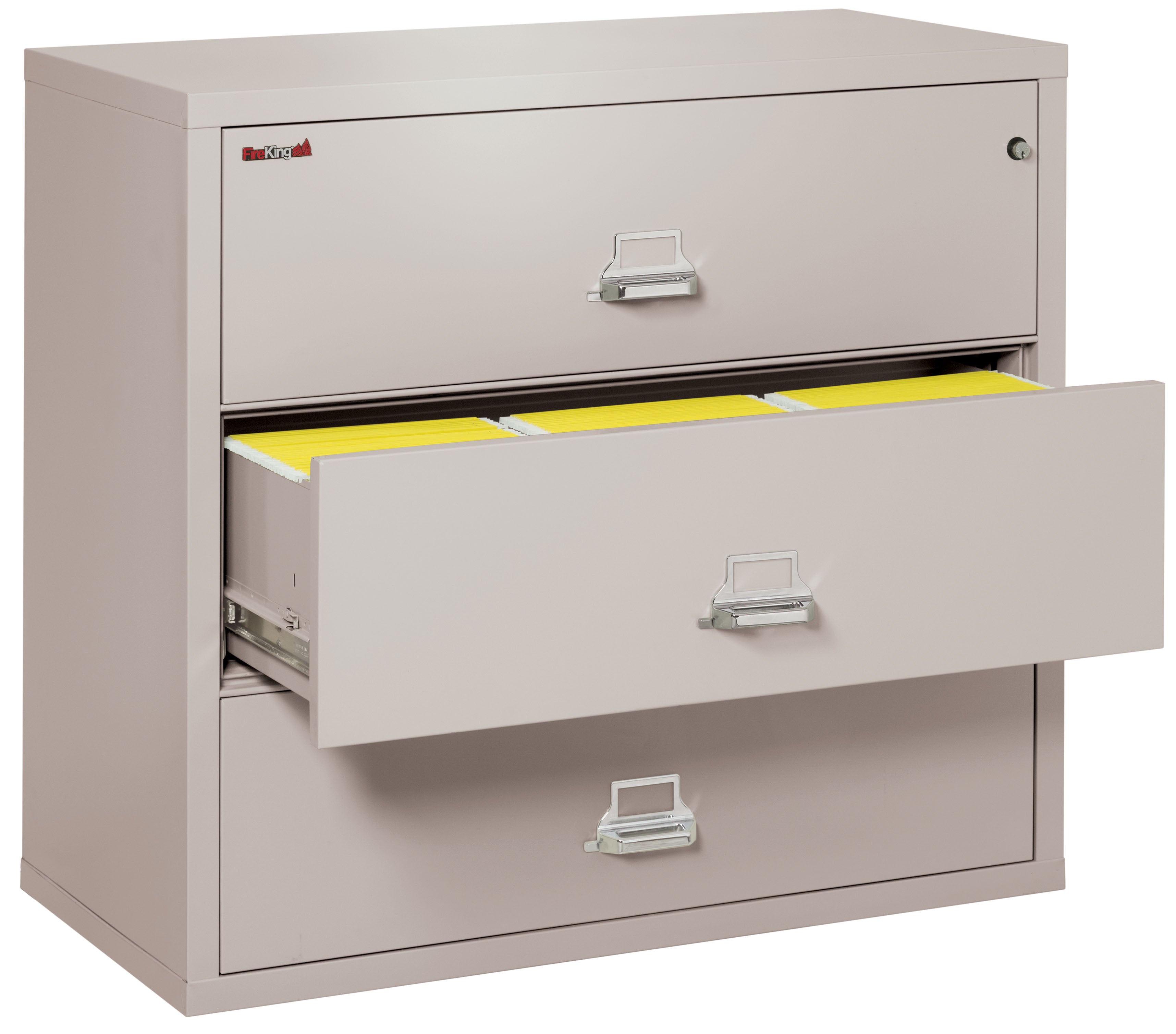 Fire Resistant File Cabinet - 3 Drawer Lateral 44" wide (Platinum)