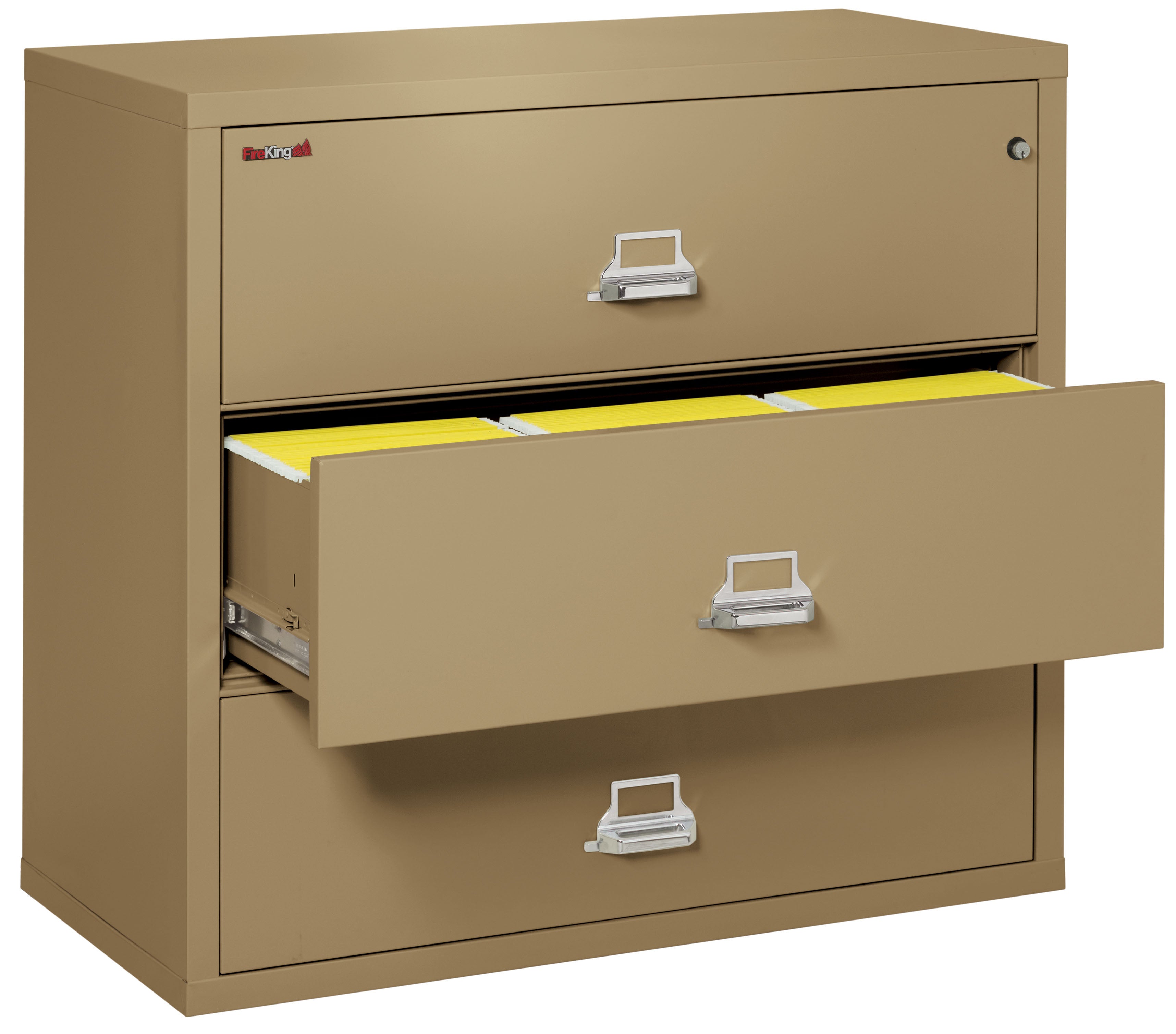 Fire Resistant File Cabinet - 3 Drawer Lateral 44" wide (Sand)