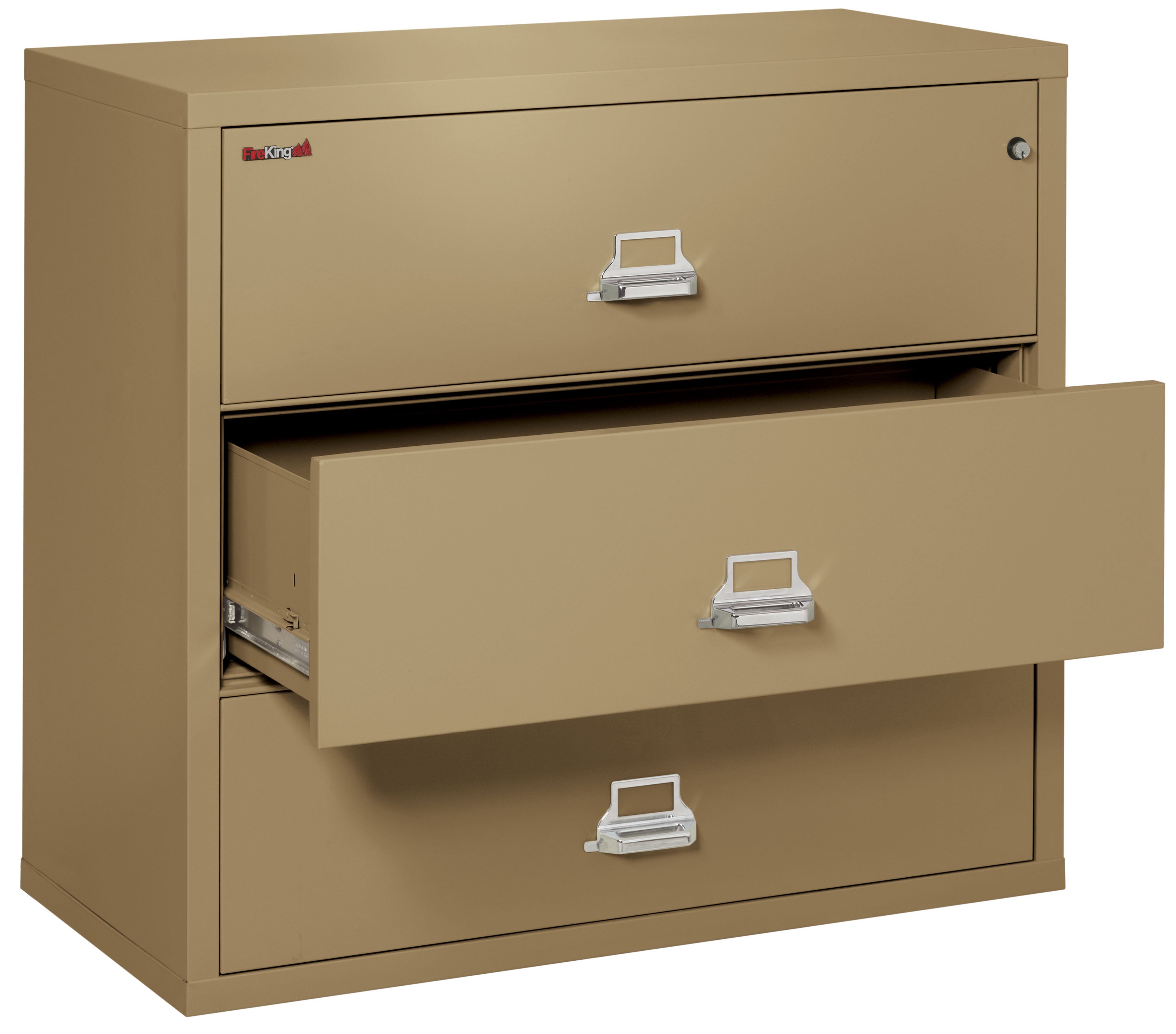 Fire Resistant File Cabinet - 3 Drawer Lateral 44" wide (Sand)