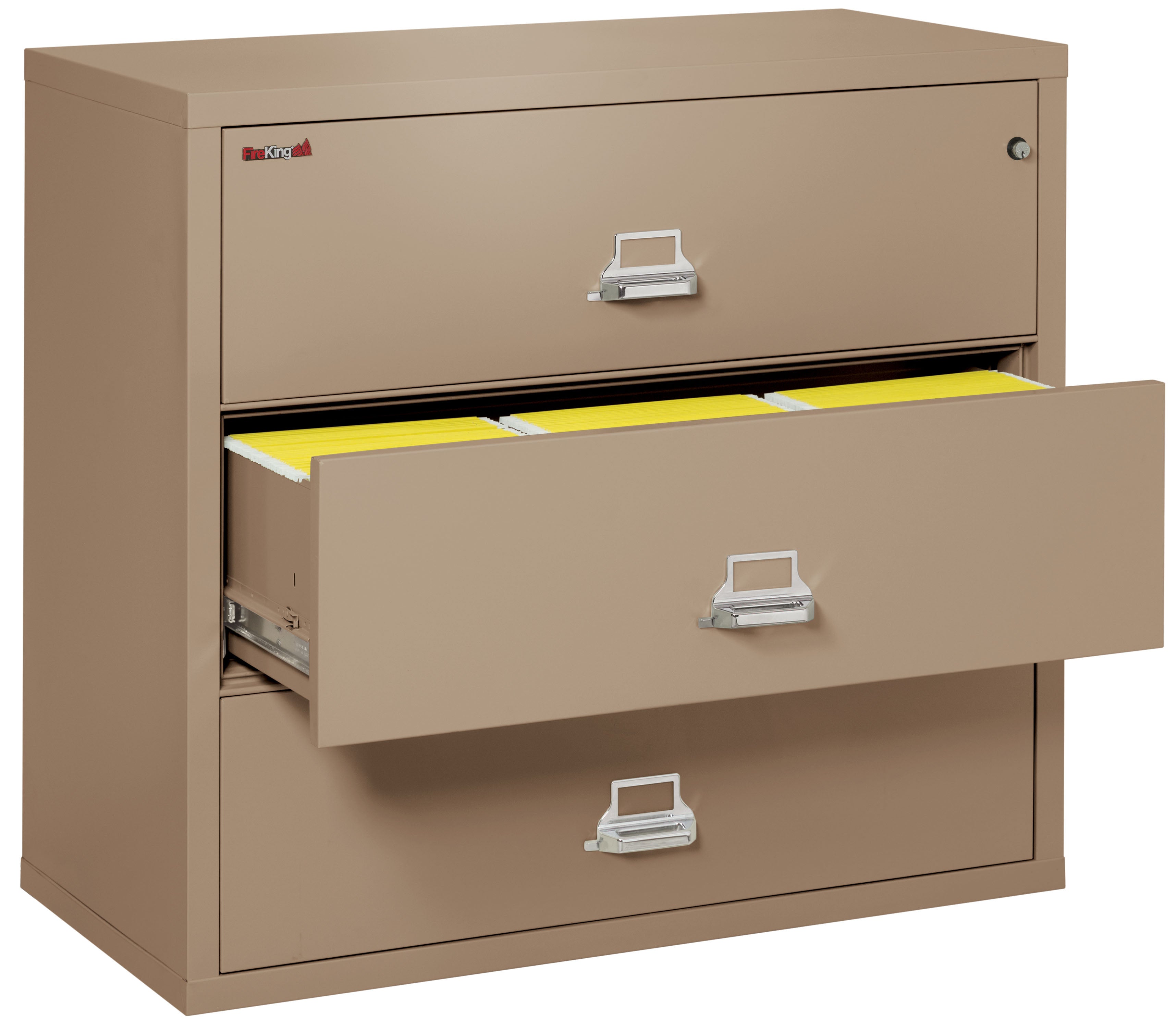 Fire Resistant File Cabinet - 3 Drawer Lateral 44" wide (Taupe)