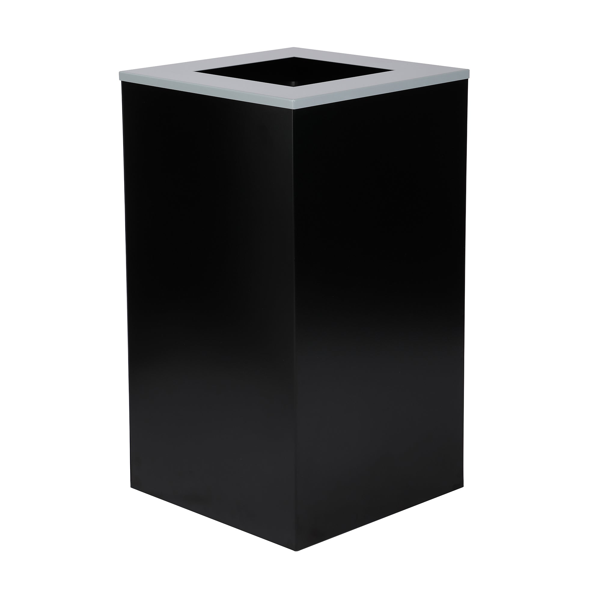 Square Recycling Bin – 29 Gallons - Black Can, Square Opening Lid