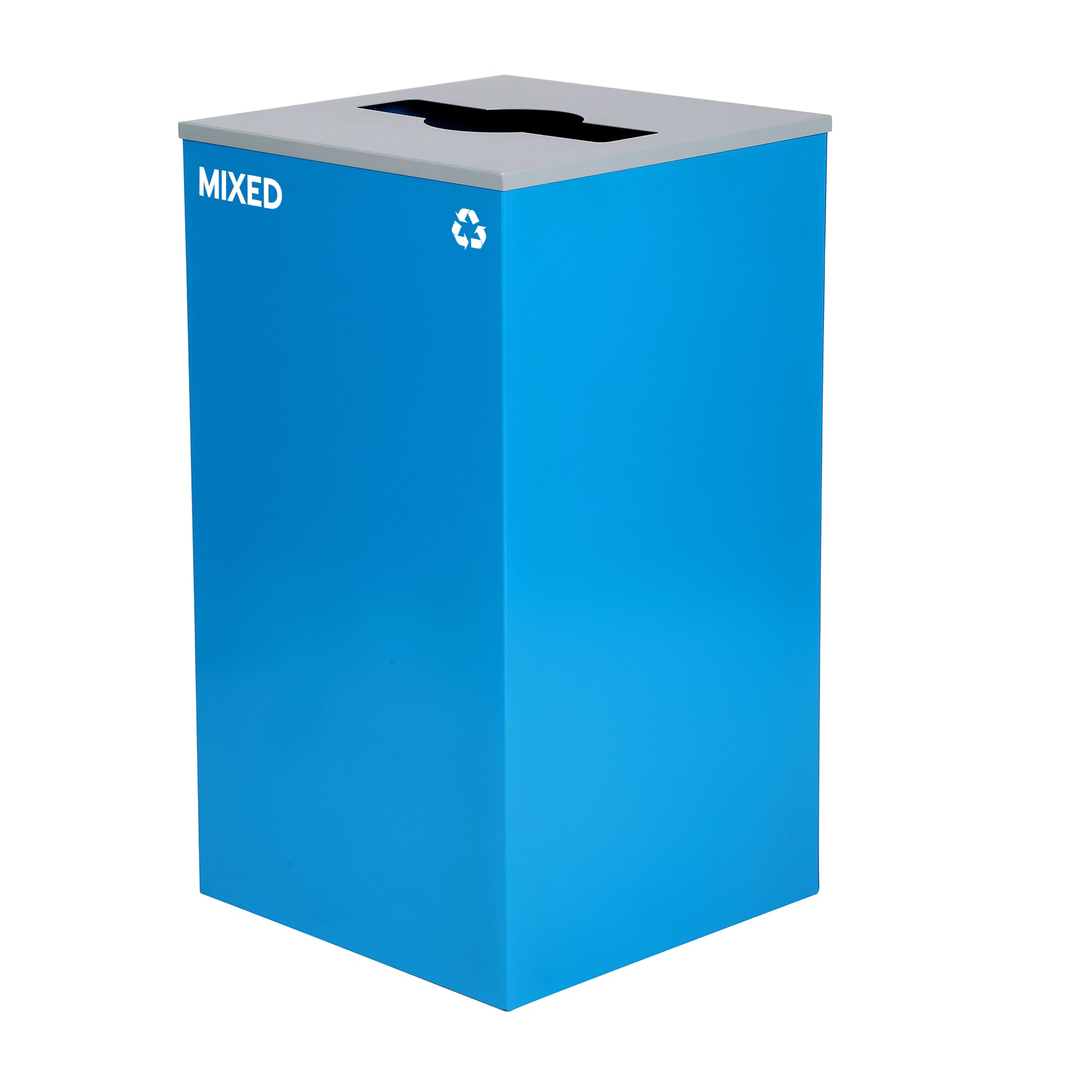 Alpine Industries 87 Gal. 3-Stream Steel Blue Mixed, Green Compost, and Black Commercial Trash Can Station