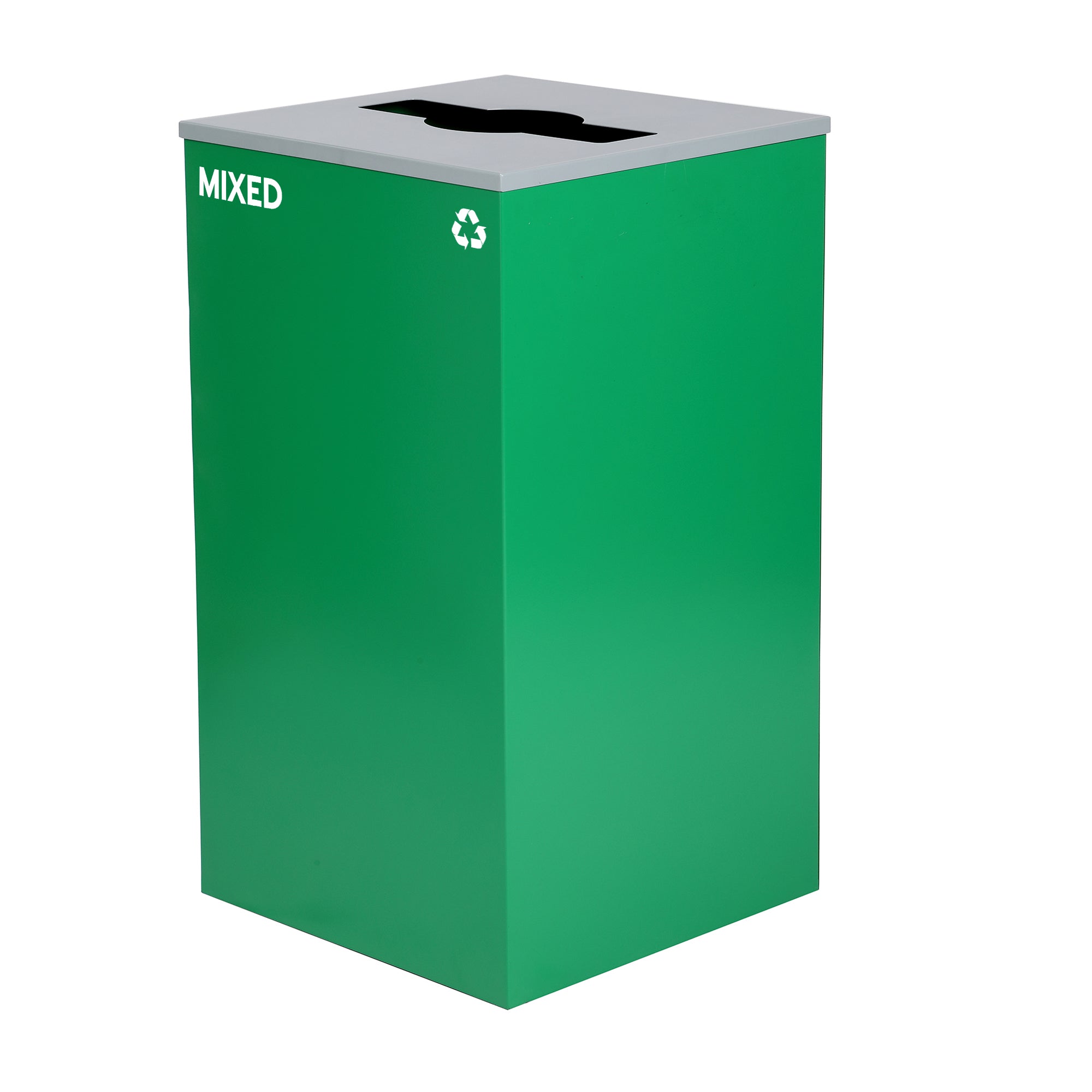 Alpine Industries 87 Gal. 3-Stream Steel Blue Recycling, Green Mixed, and Black Commercial Trash Can Station