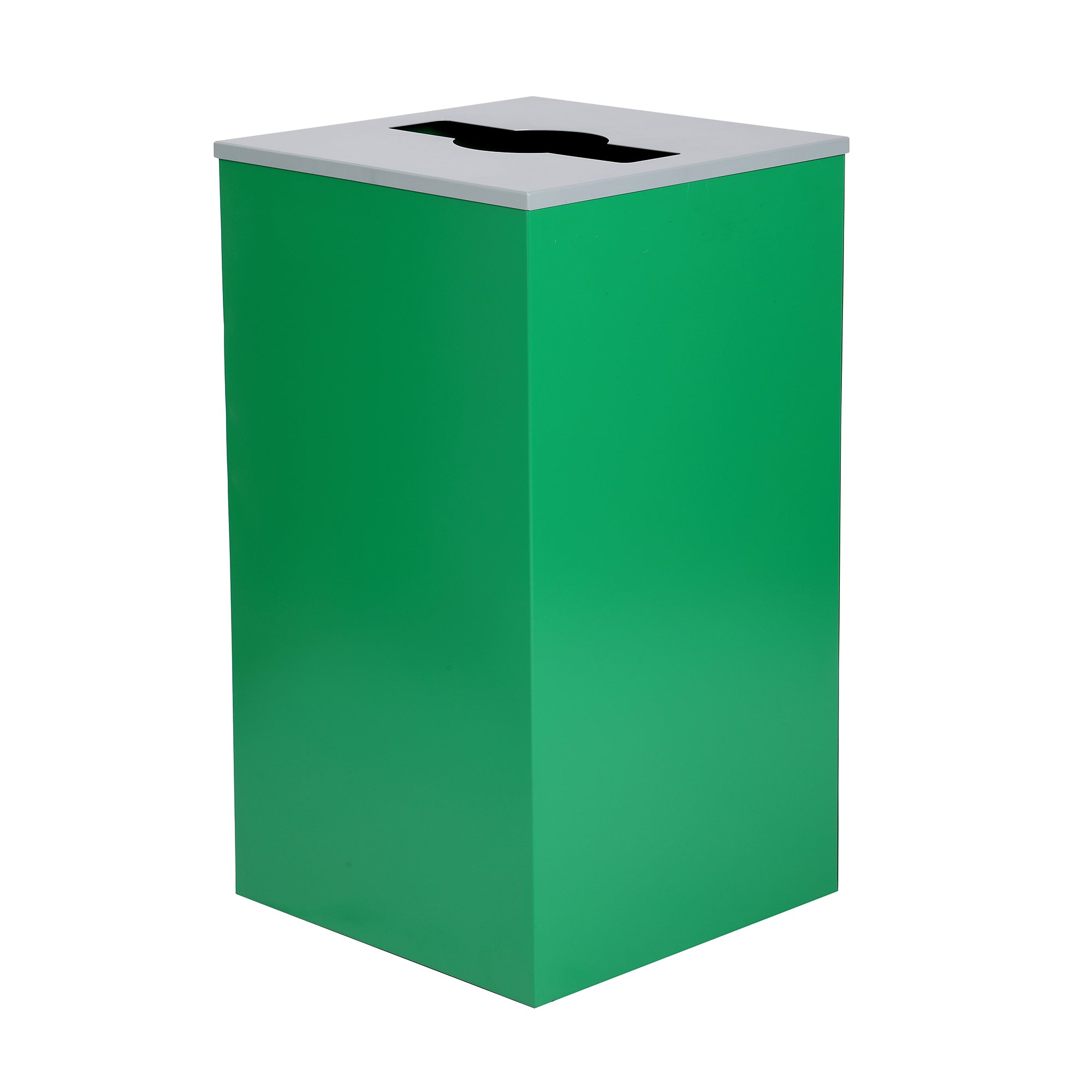 Square Recycling Gin – 29 Gallons - Green Can, Mixed Opening Lid