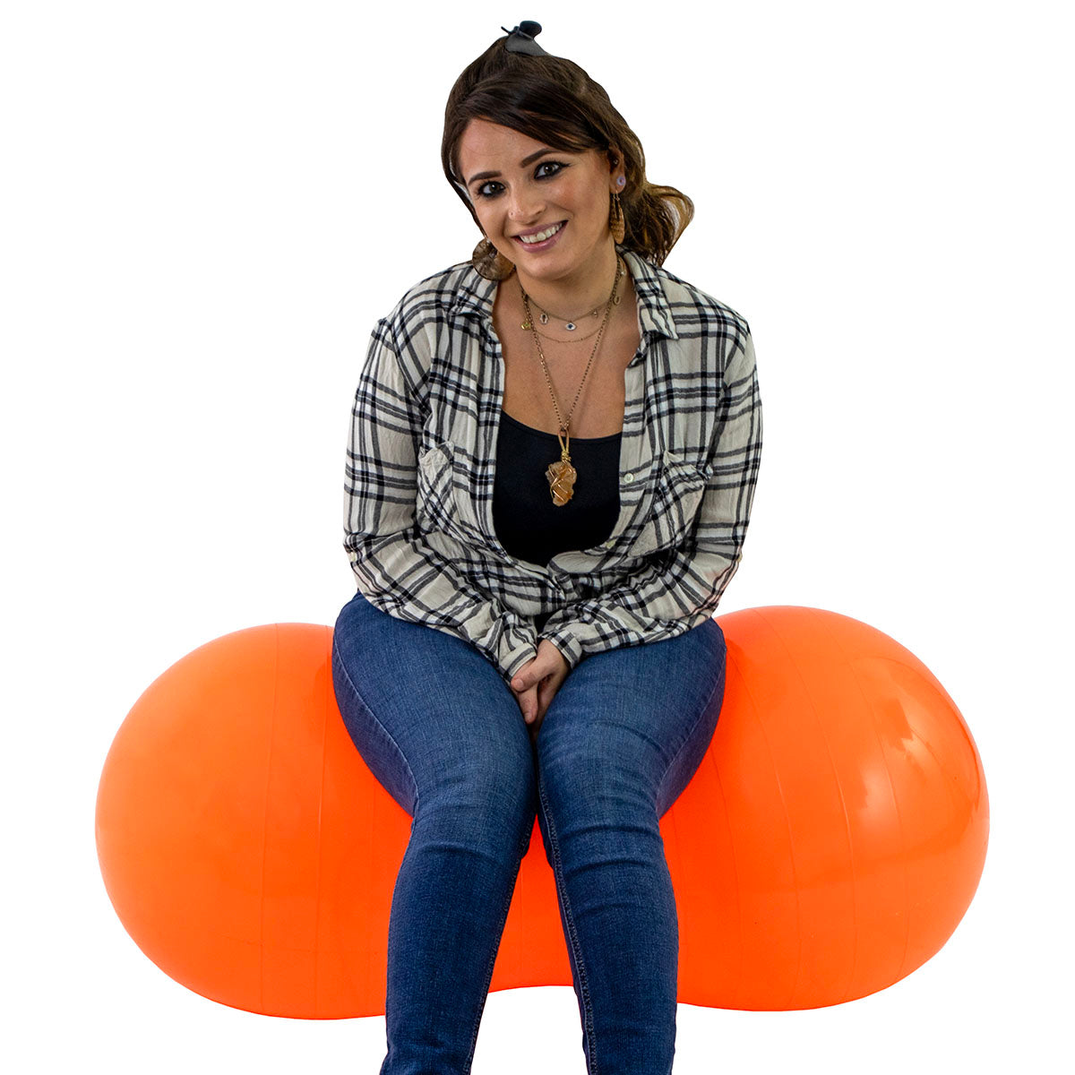 CanDo Inflatable Exercise Saddle Roll - Orange - 20" Dia x 39" L (50 cm Dia x 100 cm L)