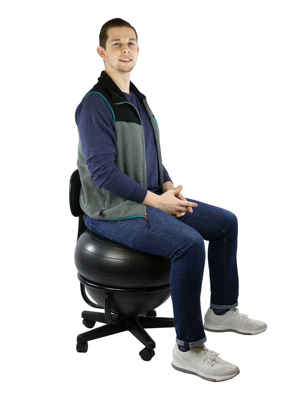 CanDo Ball Chair - Metal - Mobile - with Back - no Arms - with 22" Black Ball