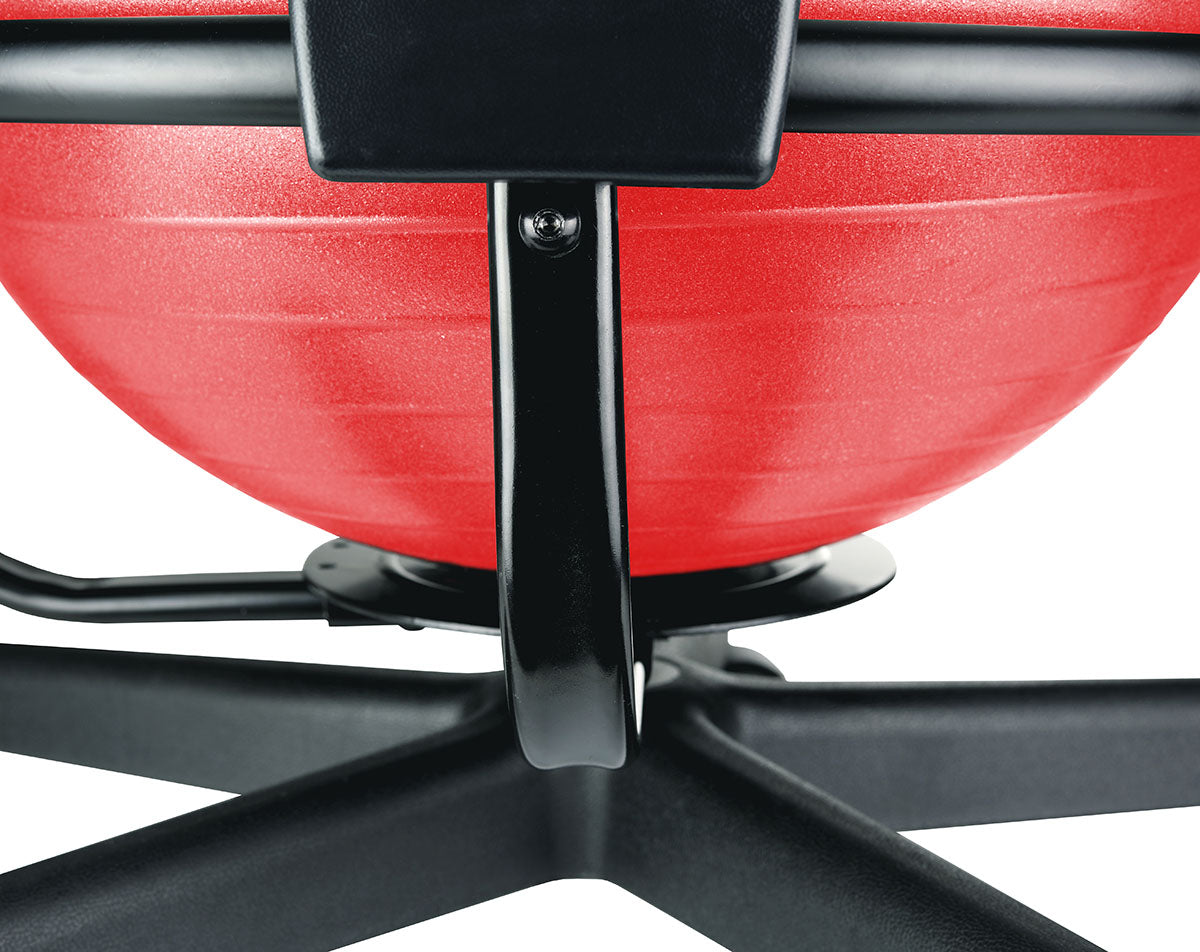 CanDo Ball Chair - Metal - Mobile - with Back - with Arms - with 22" Red Ball