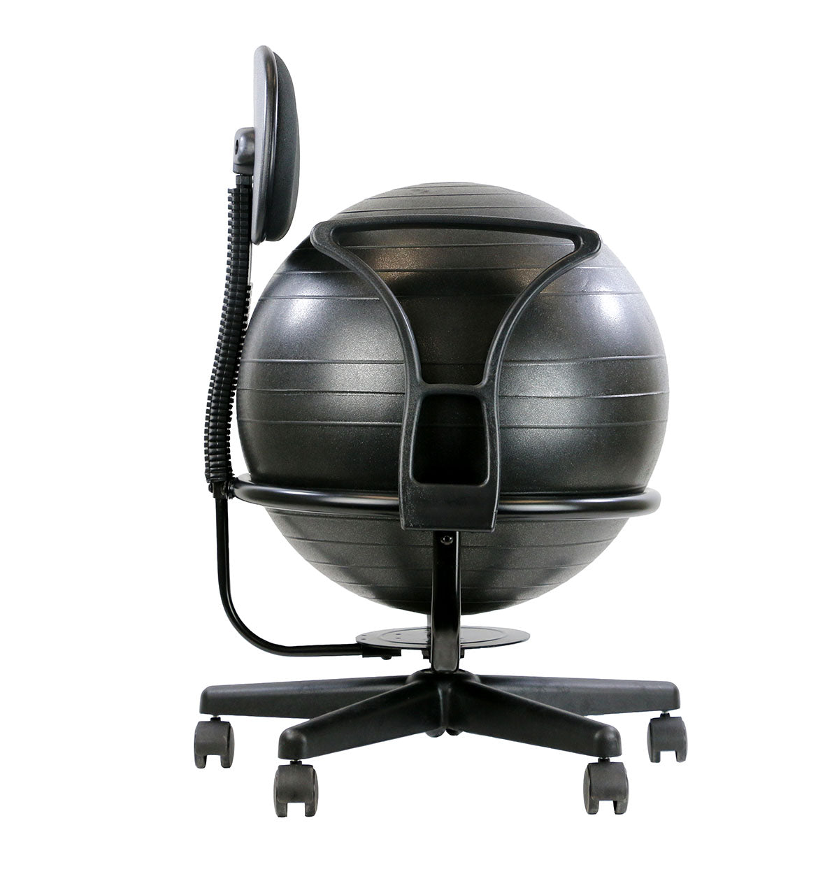 CanDo Ball Chair - Metal - Mobile - with Back - with Arms - with 22" Black Ball