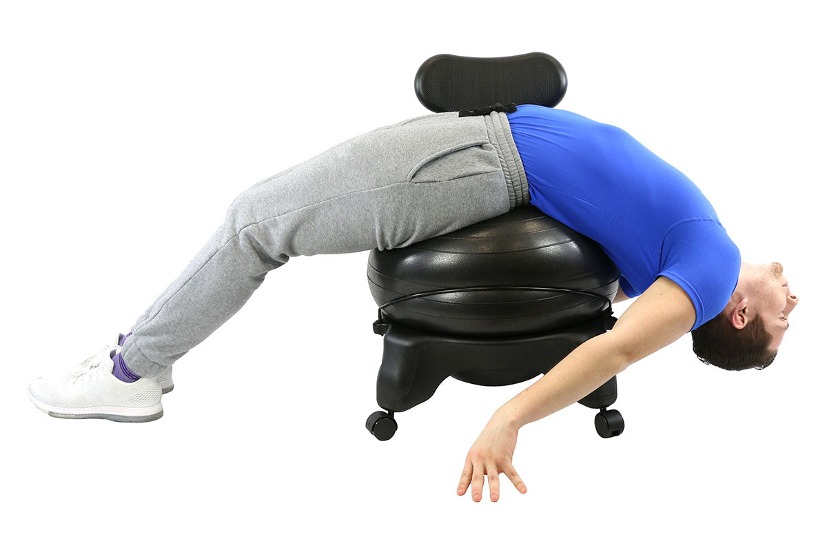 CanDo Ball Chair - Plastic - Mobile - with Back - Adult Size - with 22" Black Ball