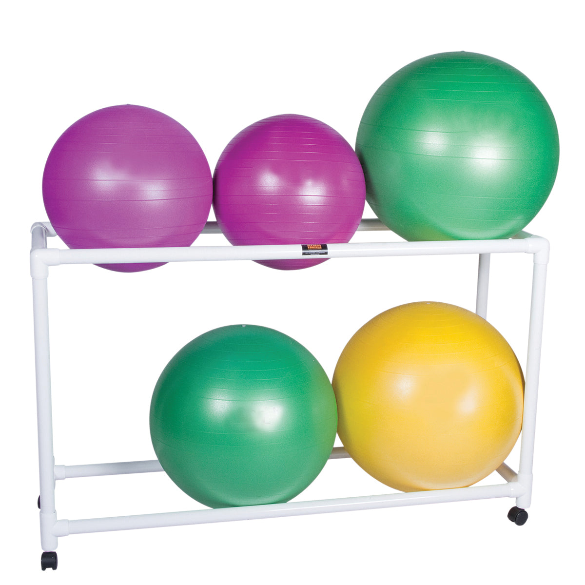 Inflatable Exercise Ball - Accessory - PVC Stationary Floor Rack, 62" x 20" x 36", 2 Shelf