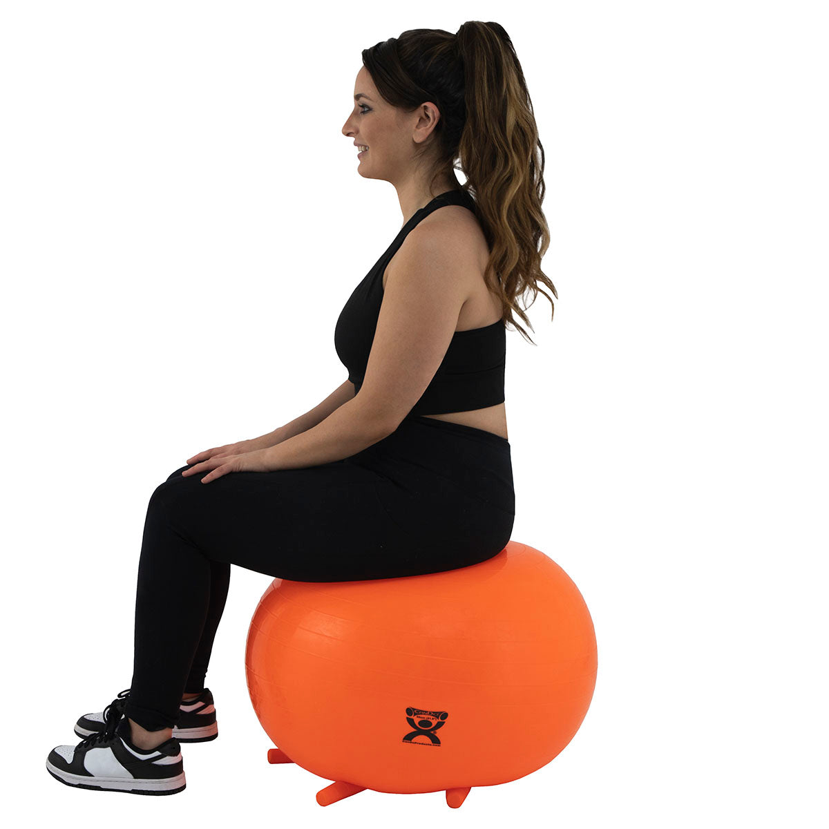 CanDo Inflatable Exercise Ball - with Stability Feet - Orange - 22" (55 cm)