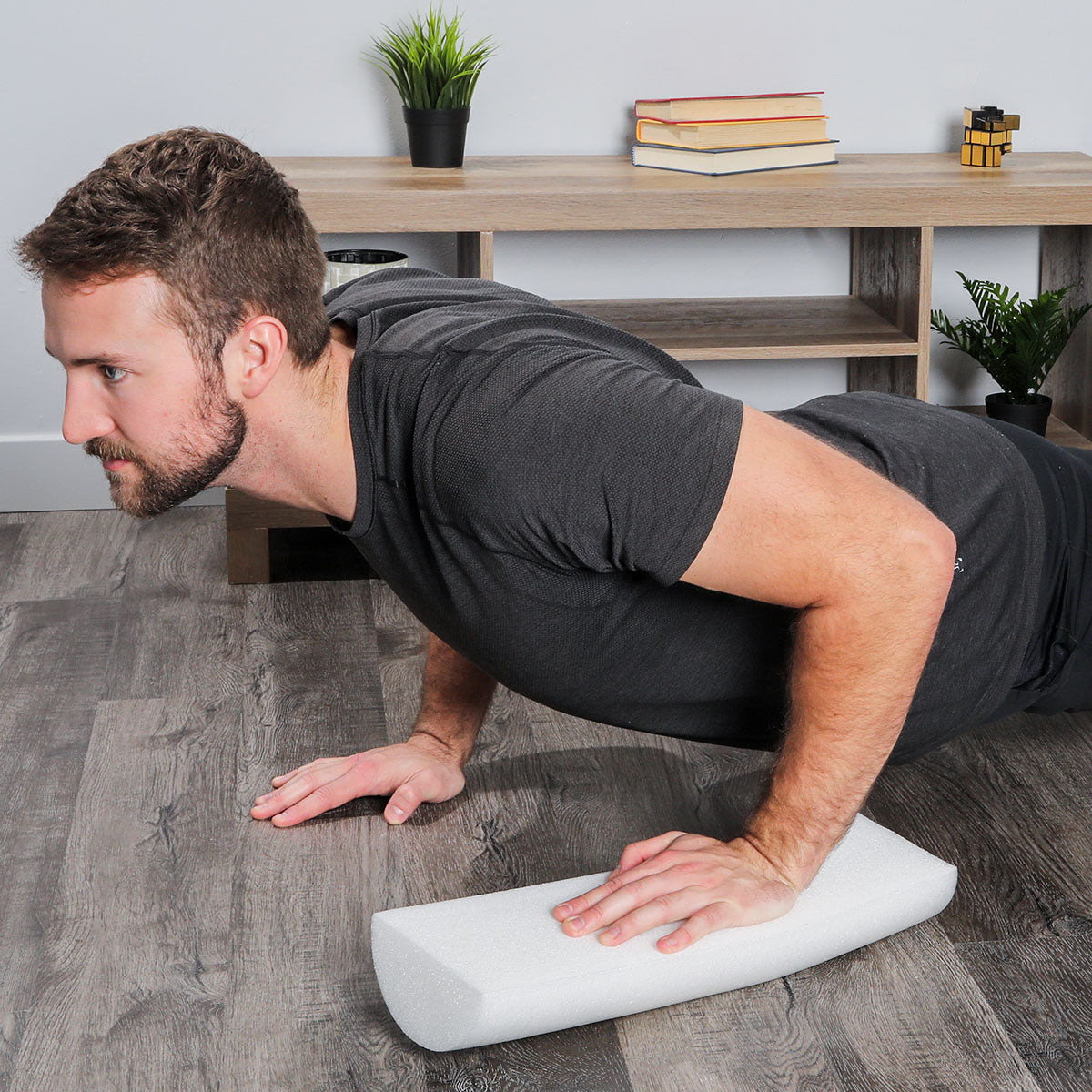 CanDo Foam Roller - White PE foam - 6" x 36" - Half-Round