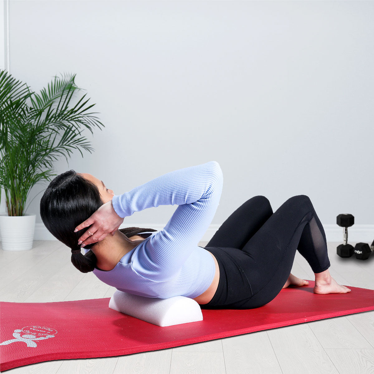CanDo Foam Roller - White PE foam - 6" x 12" - Half-Round