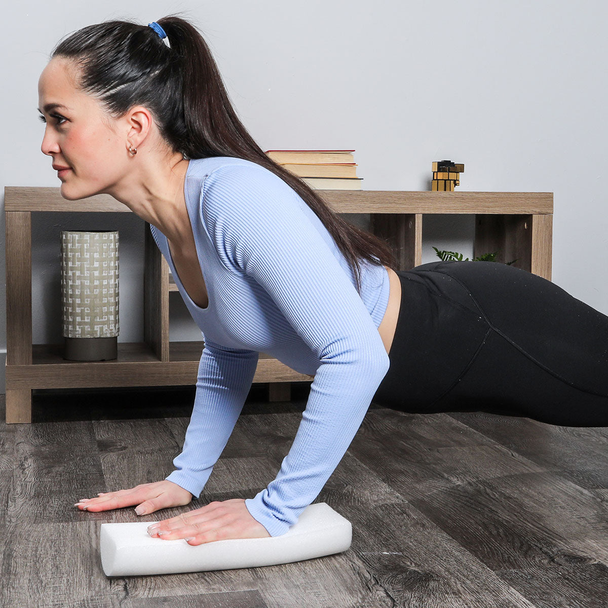 CanDo Foam Roller - White PE foam - 4" x 36" - Half-Round