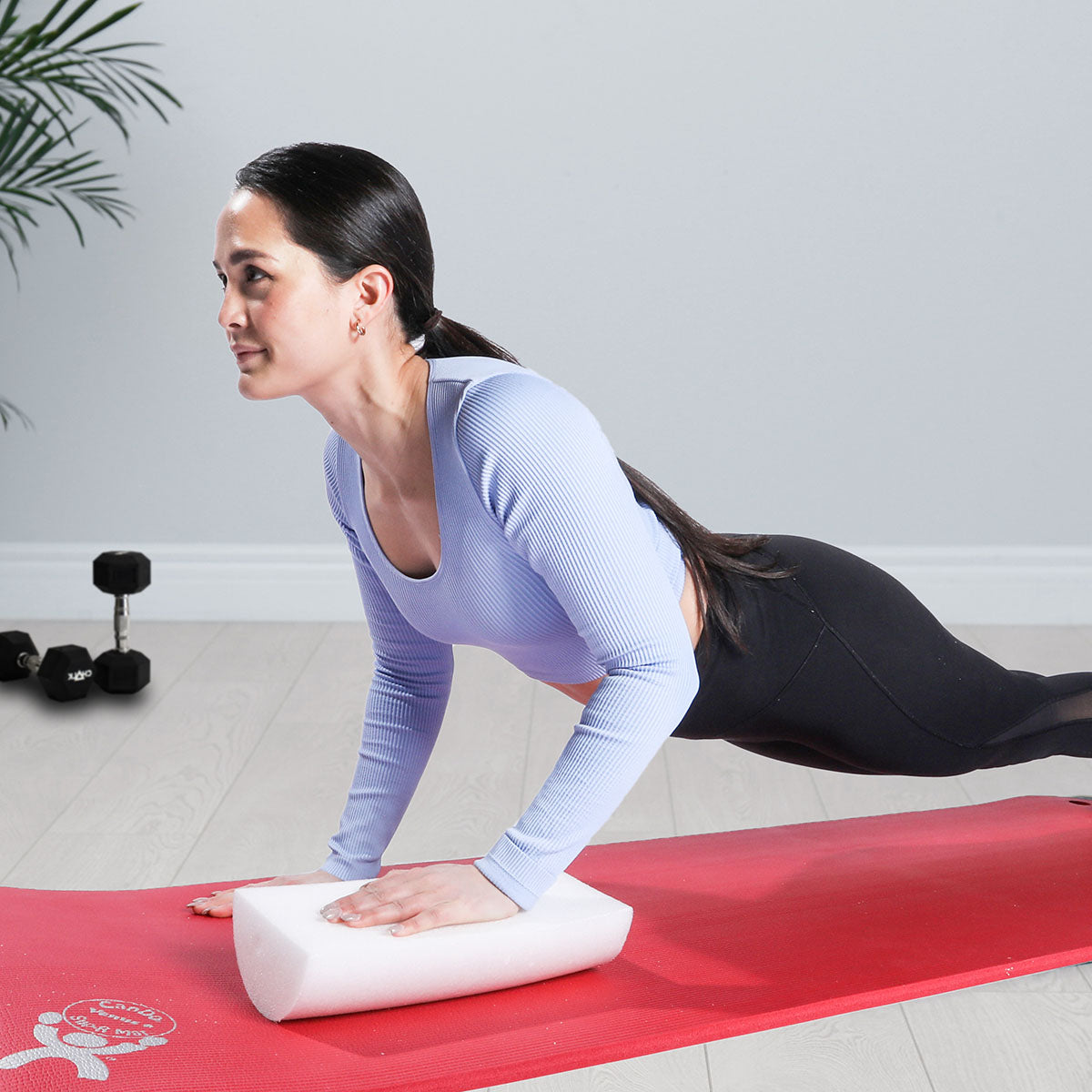 CanDo Foam Roller - White PE foam - 6" x 24" - Half-Round