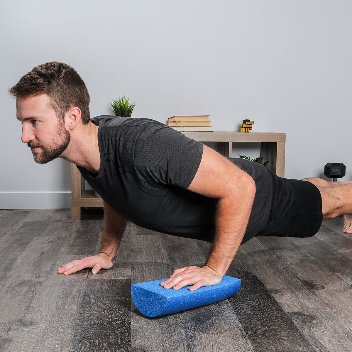 CanDo Foam Roller - Blue PE foam - 6" x 12" - Half-Round