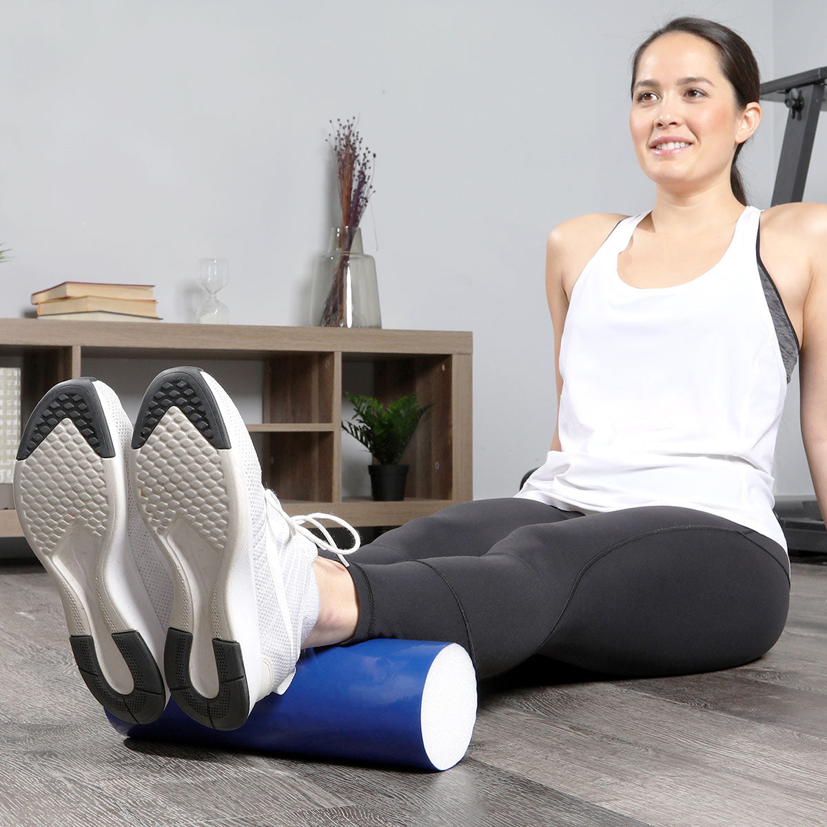 CanDo Foam Roller - PE foam, Blue TufCoat Finish - 4" x 36" - Round