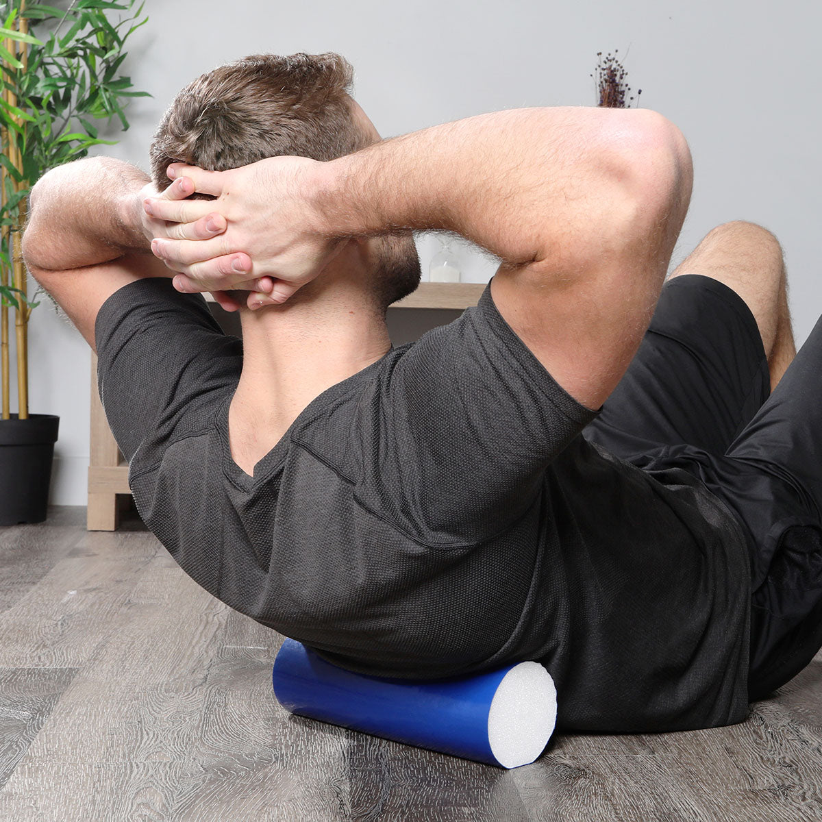 CanDo Foam Roller - PE foam, Blue TufCoat Finish - 4" x12" - Round
