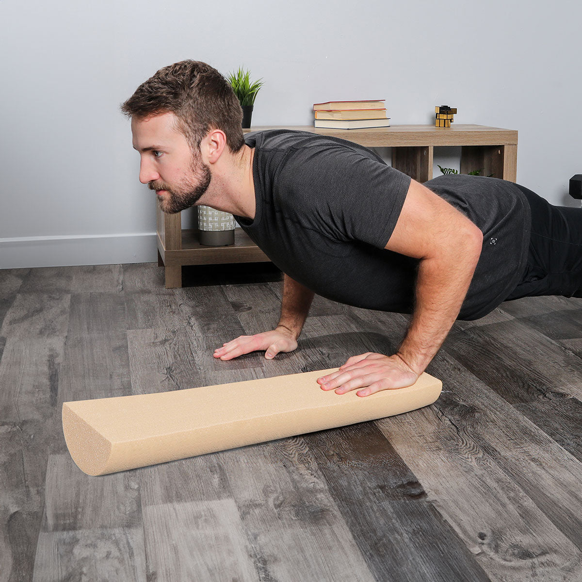 CanDo Foam Roller - Antimicrobial - Beige PE foam - 6" x 36" - Half-Round