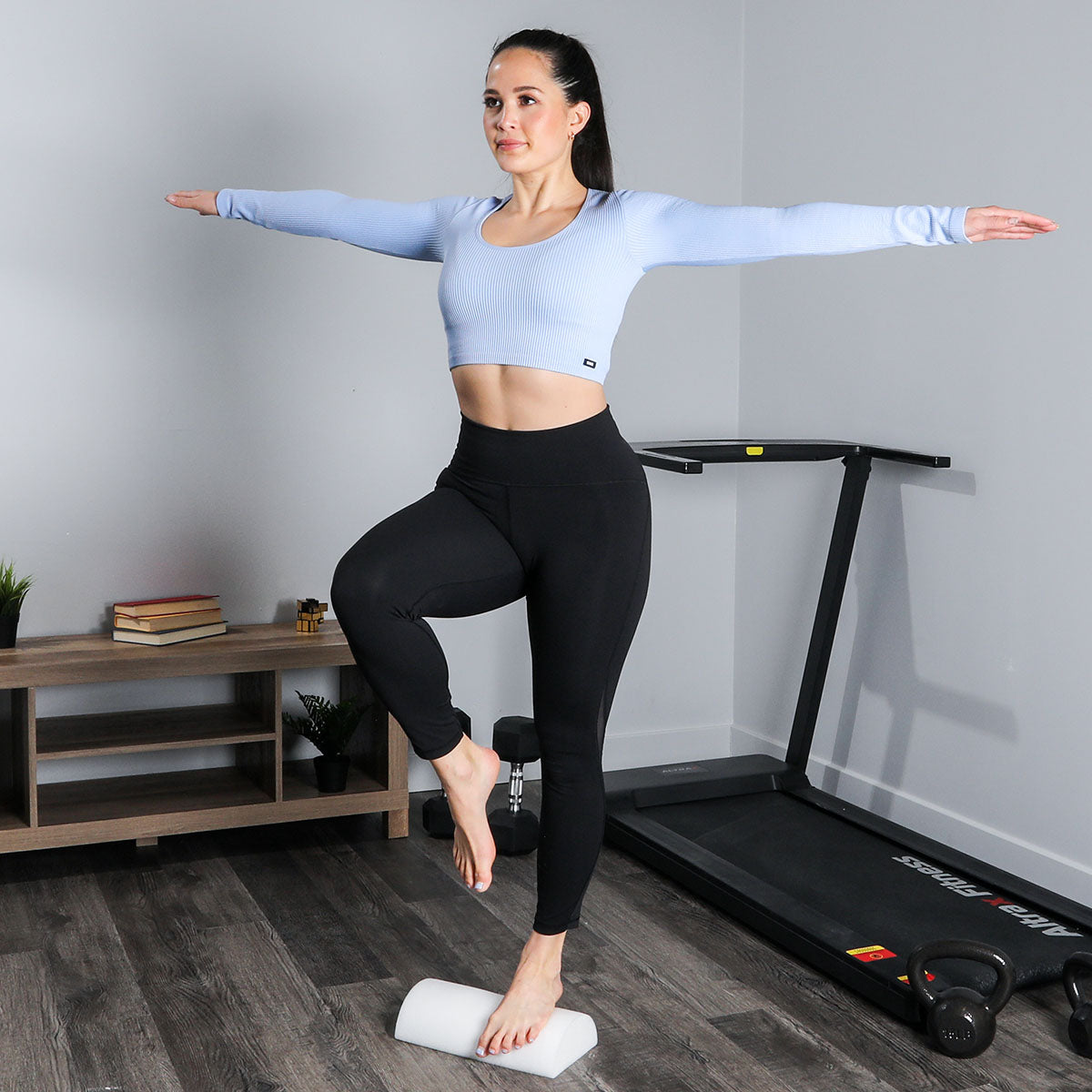 CanDo Foam Roller - Full-Skin - White PE foam - 6" x 36" - Half-Round