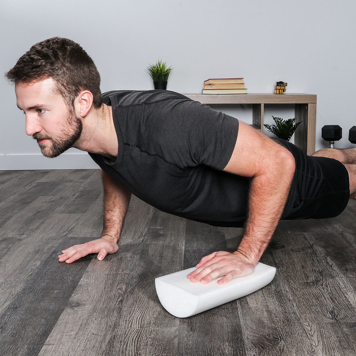 CanDo Foam Roller - Full-Skin - White PE foam - 6" x 12" - Half-Round