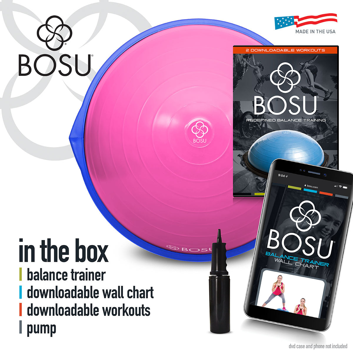 BOSU BYOB Home Balance Trainer, Pink Bladder/Blue Rim